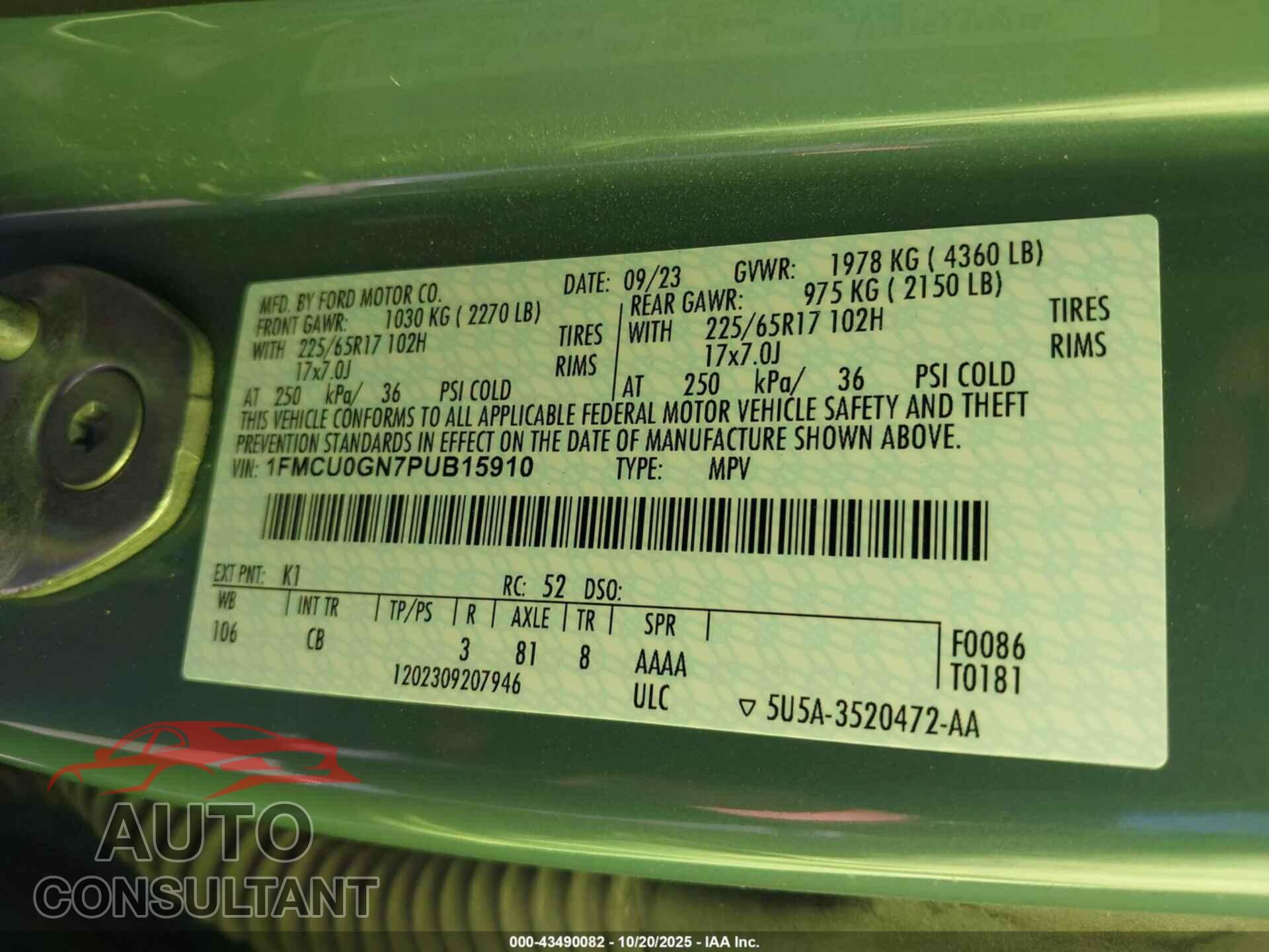 FORD ESCAPE 2023 - 1FMCU0GN7PUB15910