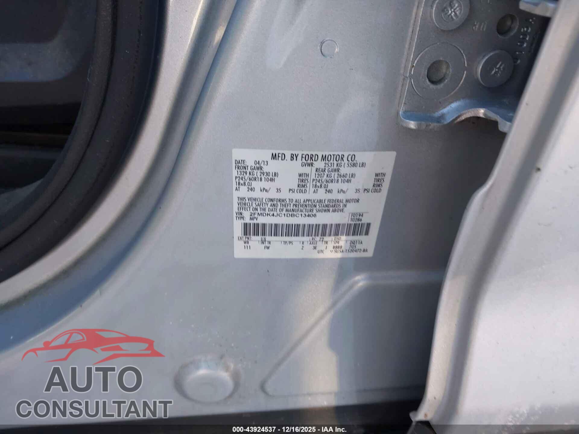 FORD EDGE 2013 - 2FMDK4JC1DBC13406