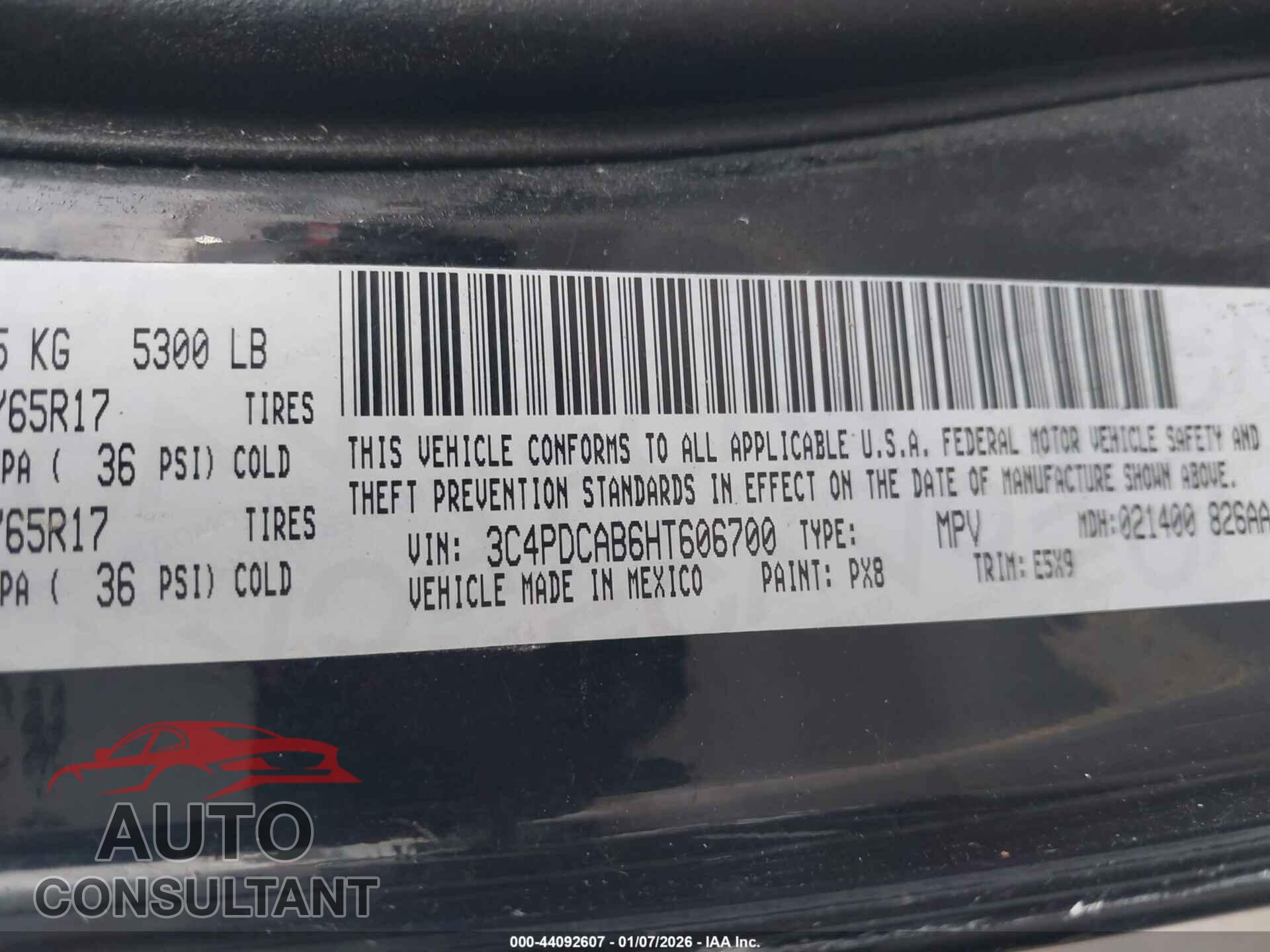 DODGE JOURNEY 2017 - 3C4PDCAB6HT606700
