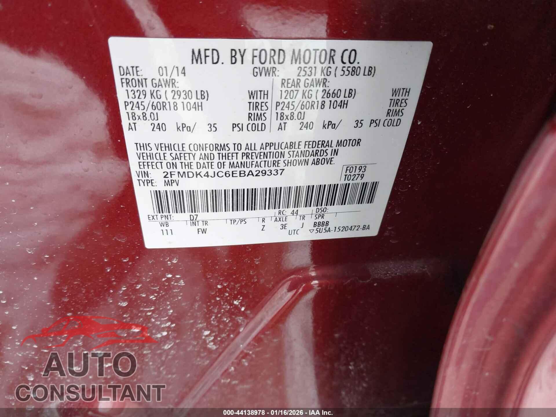 FORD EDGE 2014 - 2FMDK4JC6EBA29337