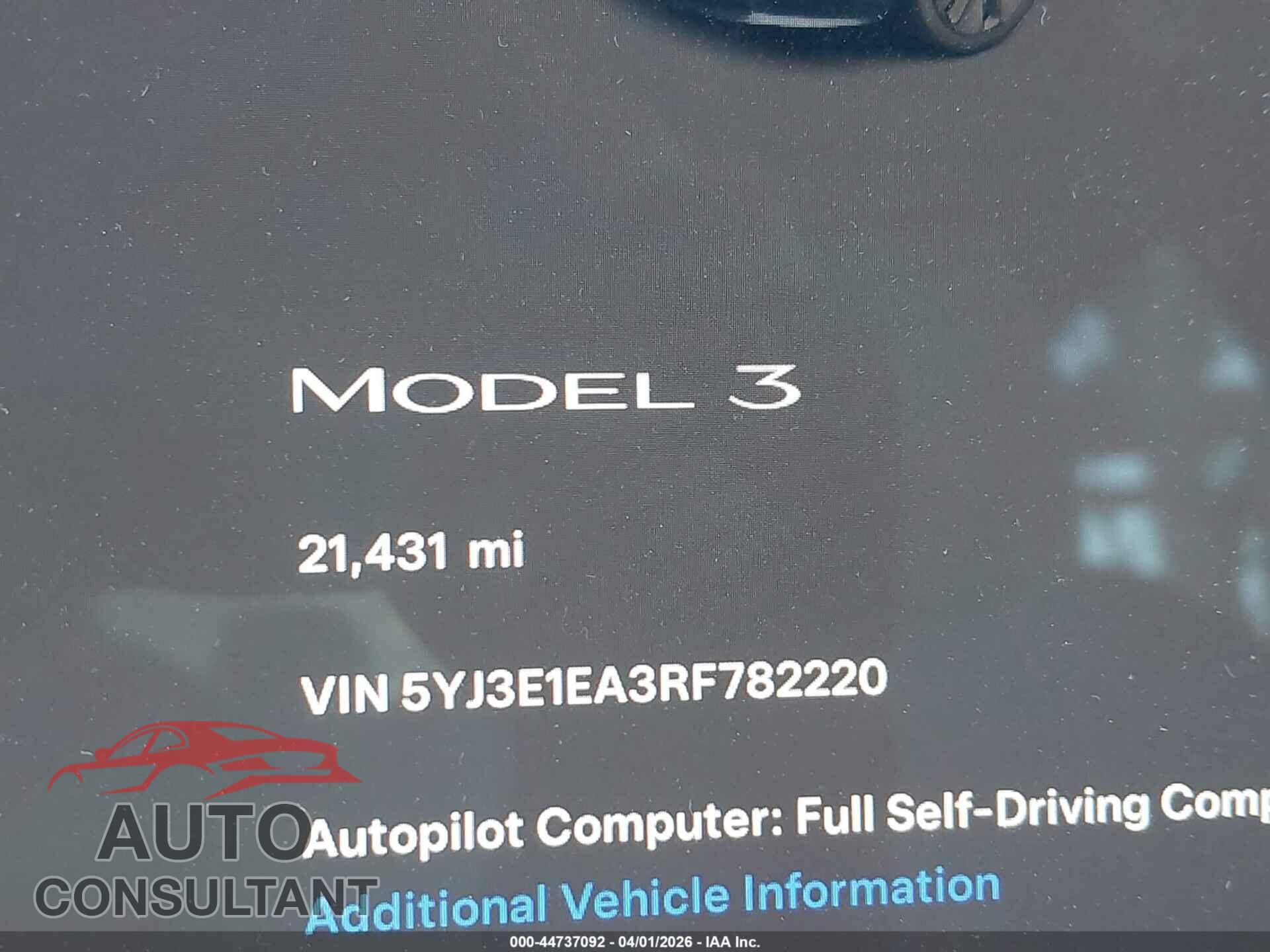 TESLA MODEL 3 2024 - 5YJ3E1EA3RF782220
