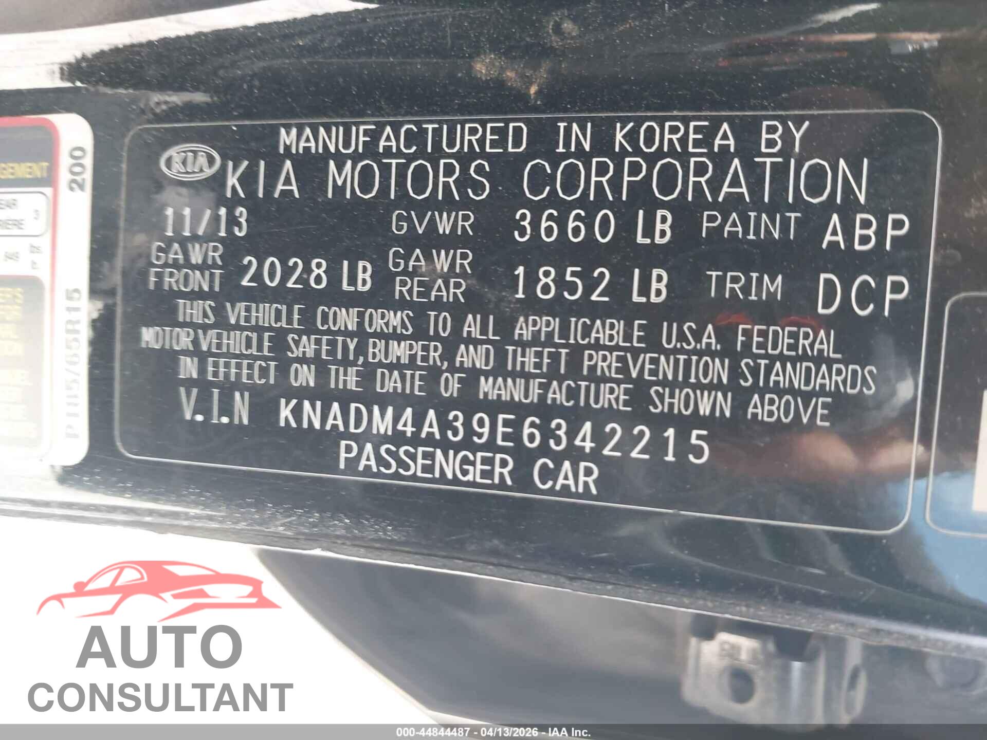 KIA RIO 2014 - KNADM4A39E6342215