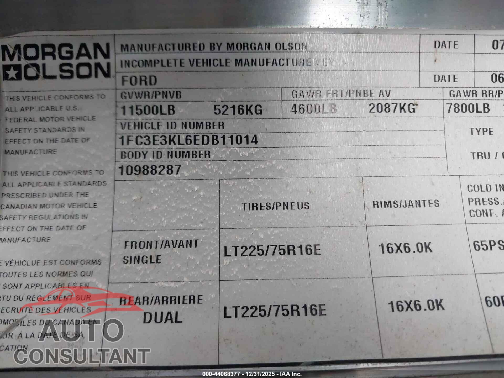 FORD E-350 STRIPPED 2014 - 1FC3E3KL6EDB11014