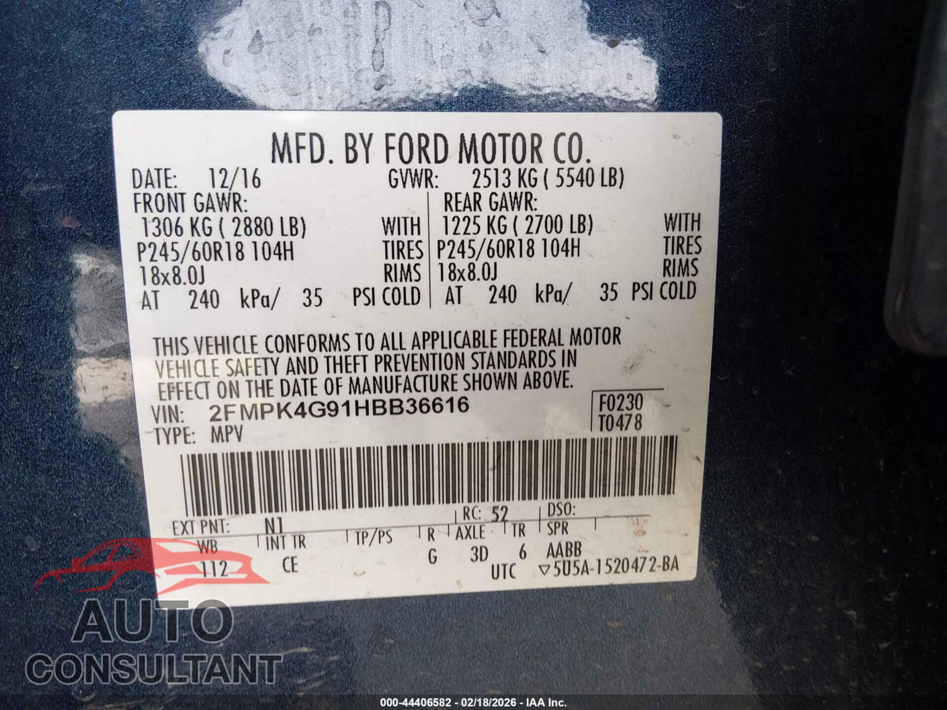 FORD EDGE 2017 - 2FMPK4G91HBB36616