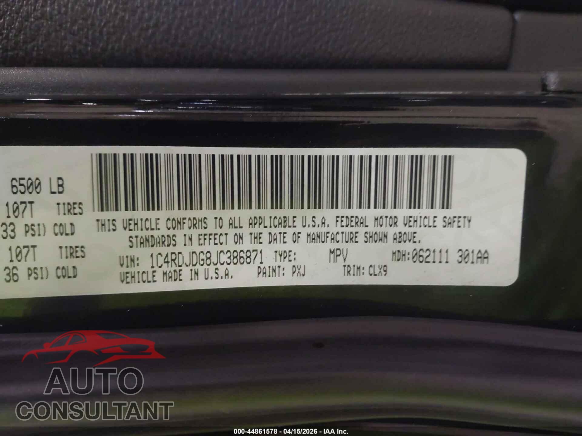 DODGE DURANGO 2018 - 1C4RDJDG8JC386871