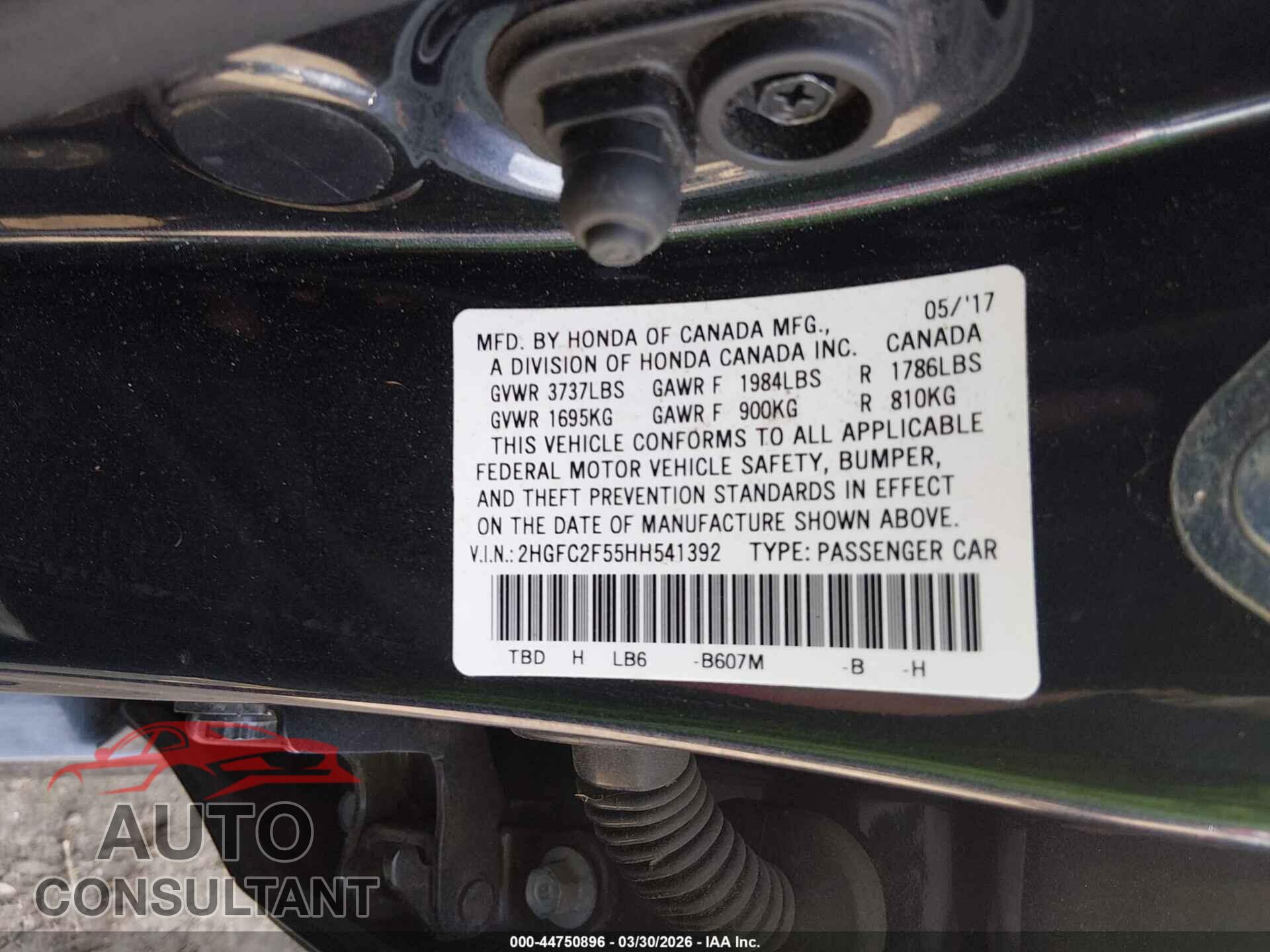 HONDA CIVIC 2017 - 2HGFC2F55HH541392