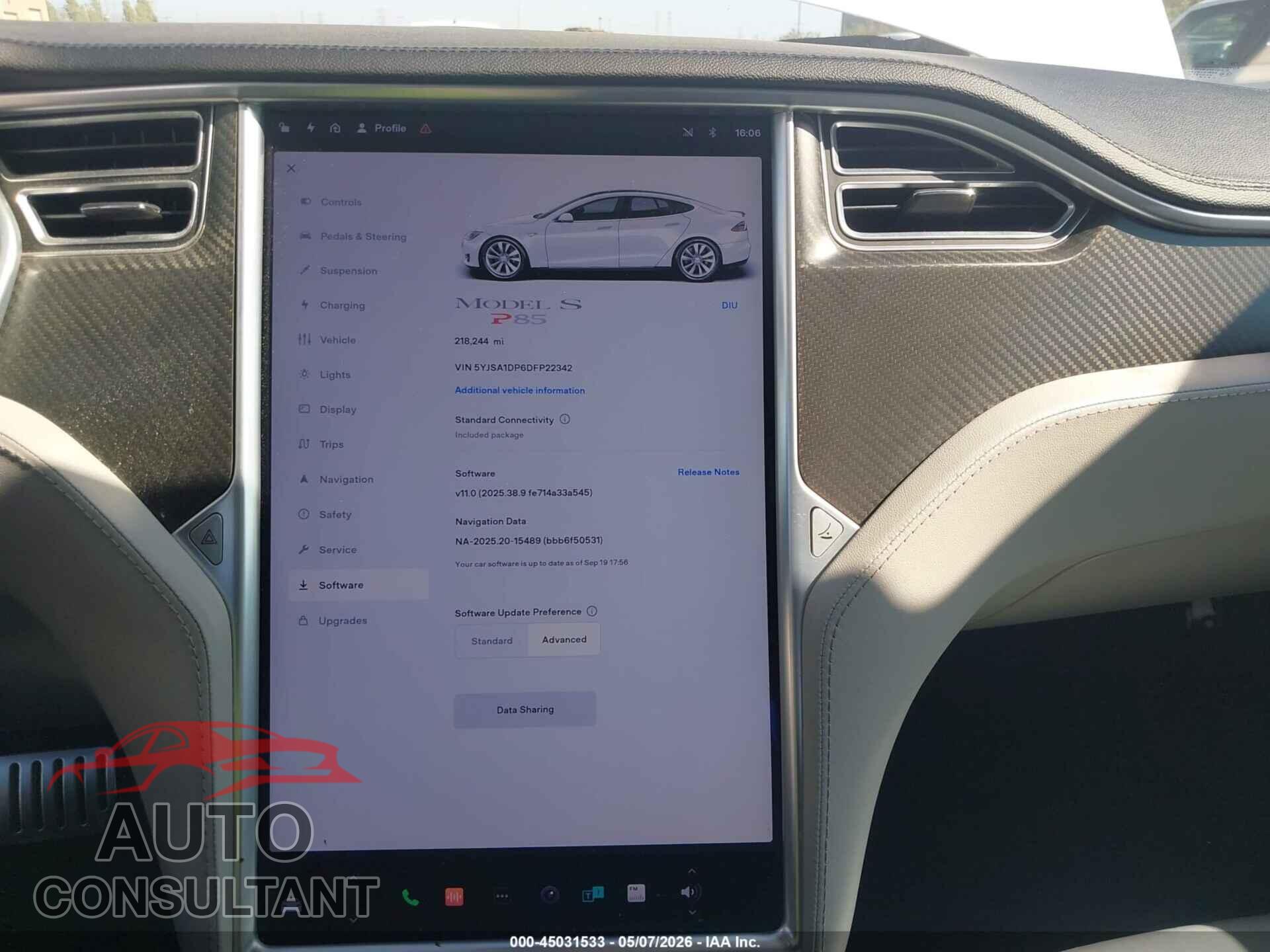TESLA MODEL S 2013 - 5YJSA1DP6DFP22342