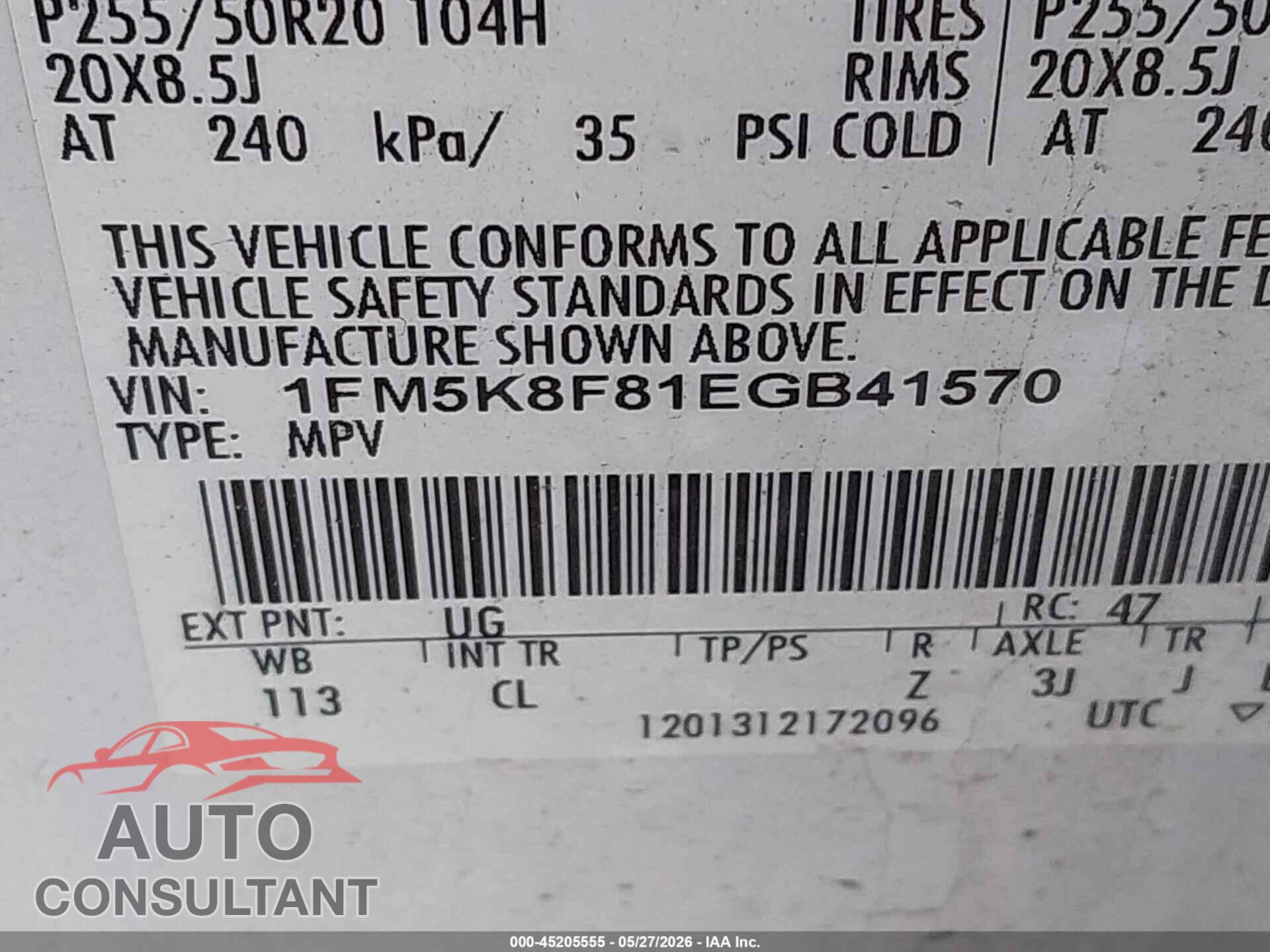 FORD EXPLORER 2014 - 1FM5K8F81EGB41570