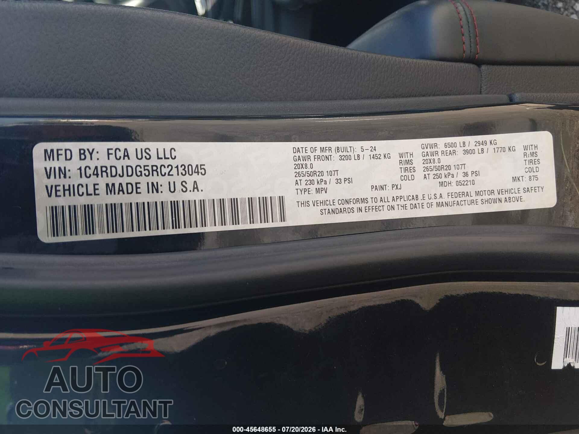 DODGE DURANGO 2024 - 1C4RDJDG5RC213045