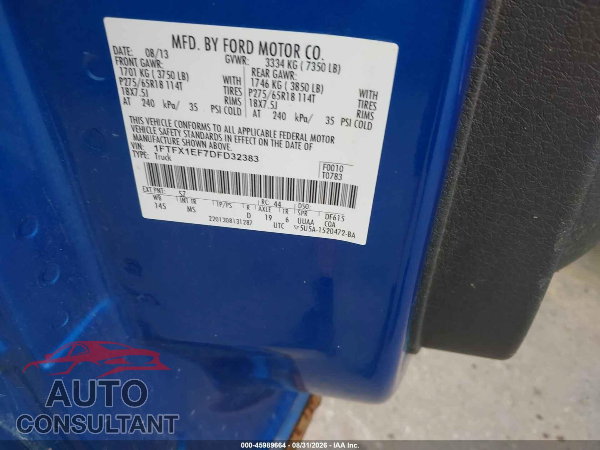 FORD F-150 2013 - 1FTFX1EF7DFD32383