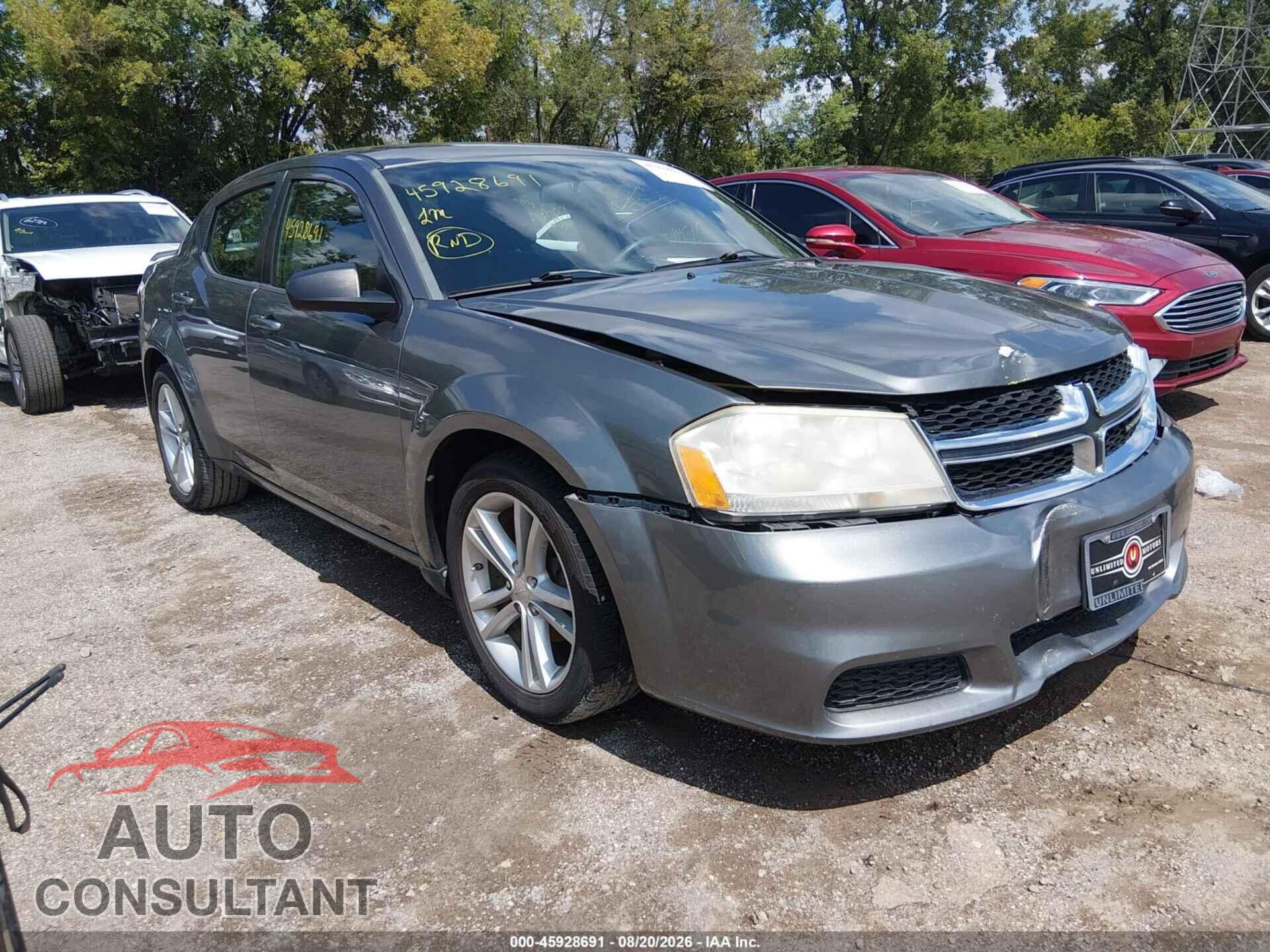 DODGE AVENGER 2013 - 1C3CDZAG6DN572222