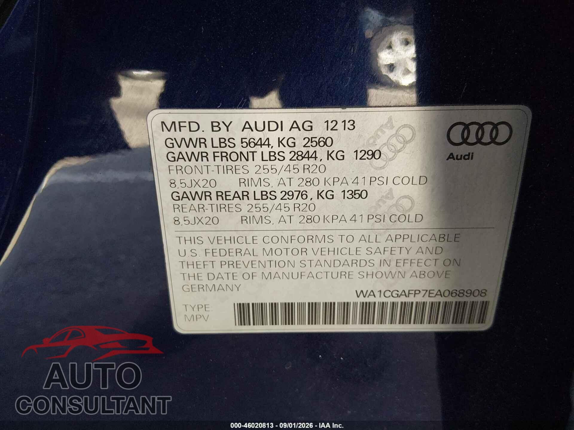 AUDI SQ5 2014 - WA1CGAFP7EA068908
