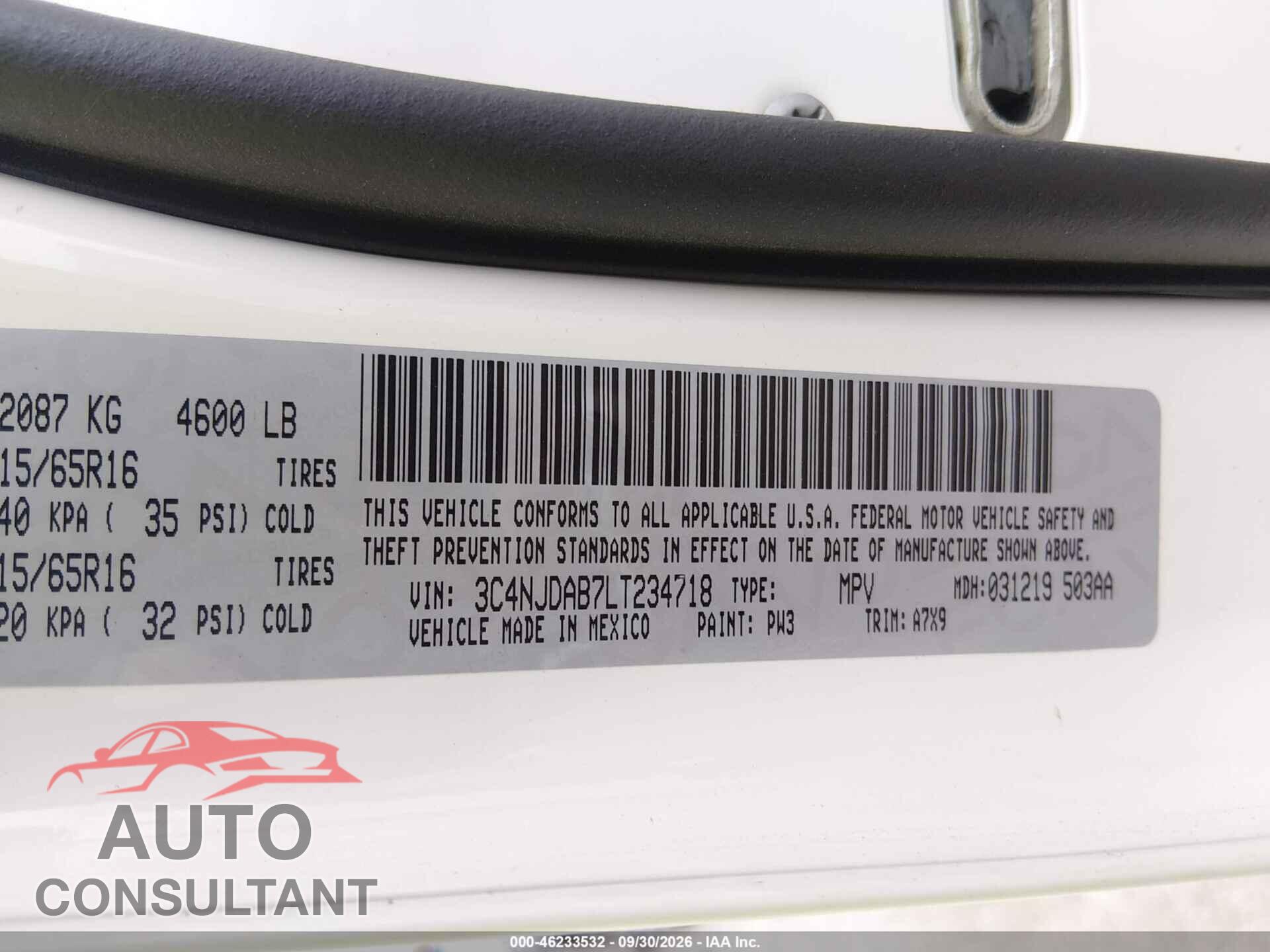 JEEP COMPASS 2020 - 3C4NJDAB7LT234718