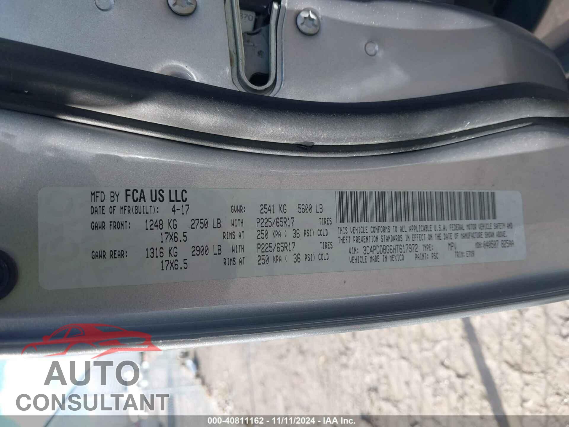DODGE JOURNEY 2017 - 3C4PDDBG6HT617972