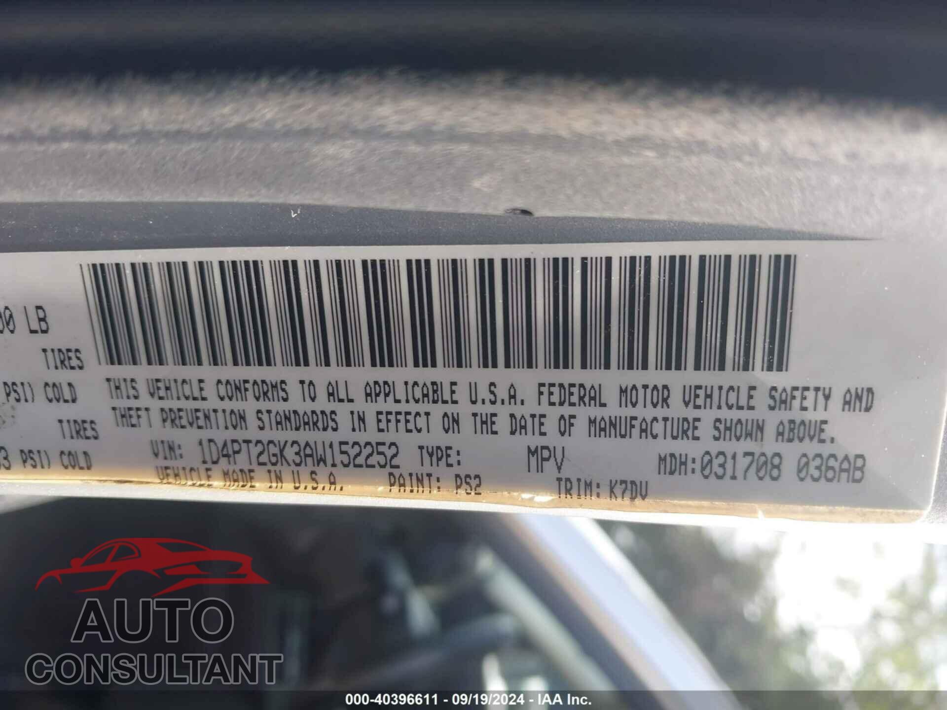 DODGE NITRO 2010 - 1D4PT2GK3AW152252