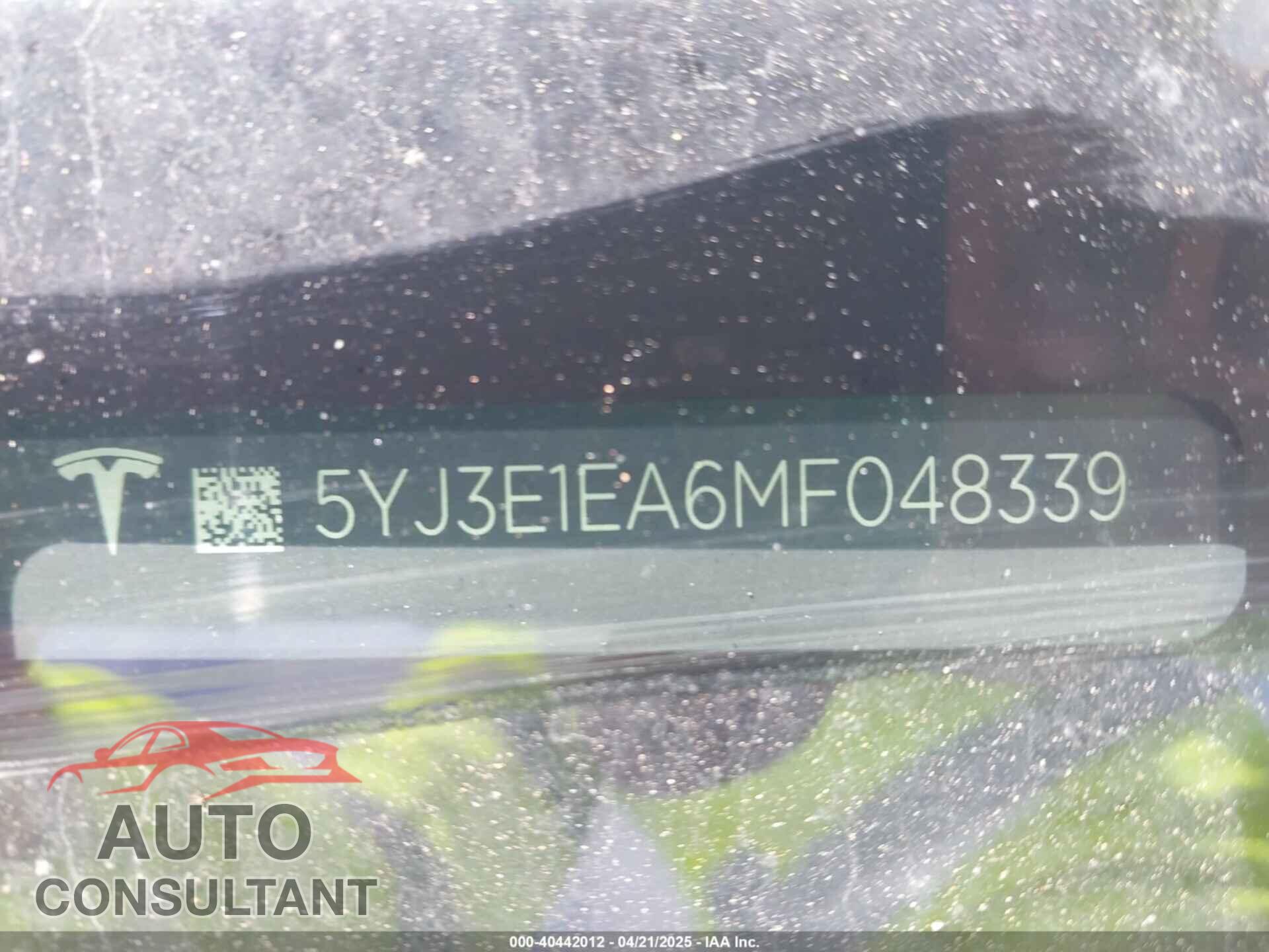 TESLA MODEL 3 2021 - 5YJ3E1EA6MF048339