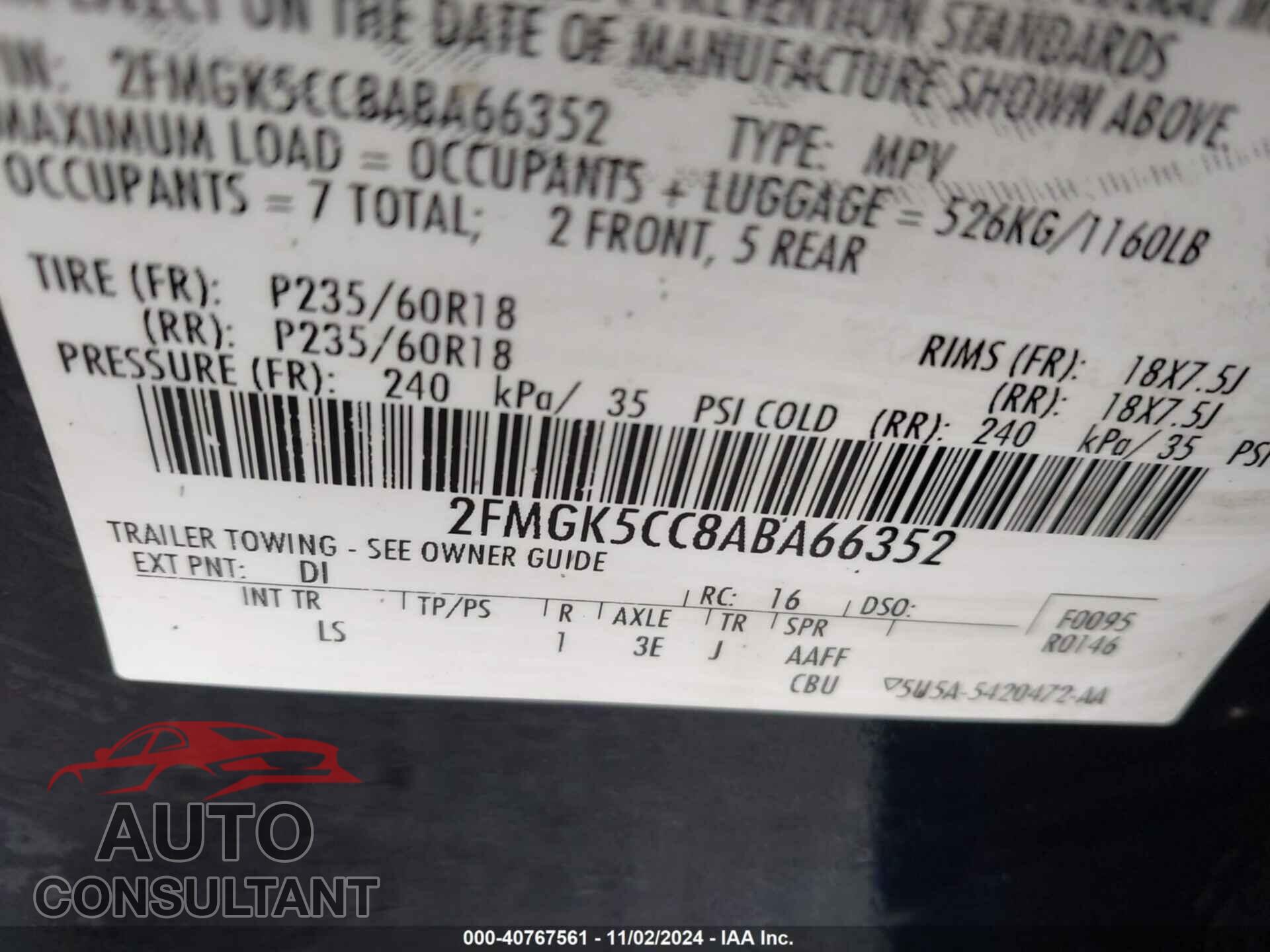 FORD FLEX 2010 - 2FMGK5CC8ABA66352