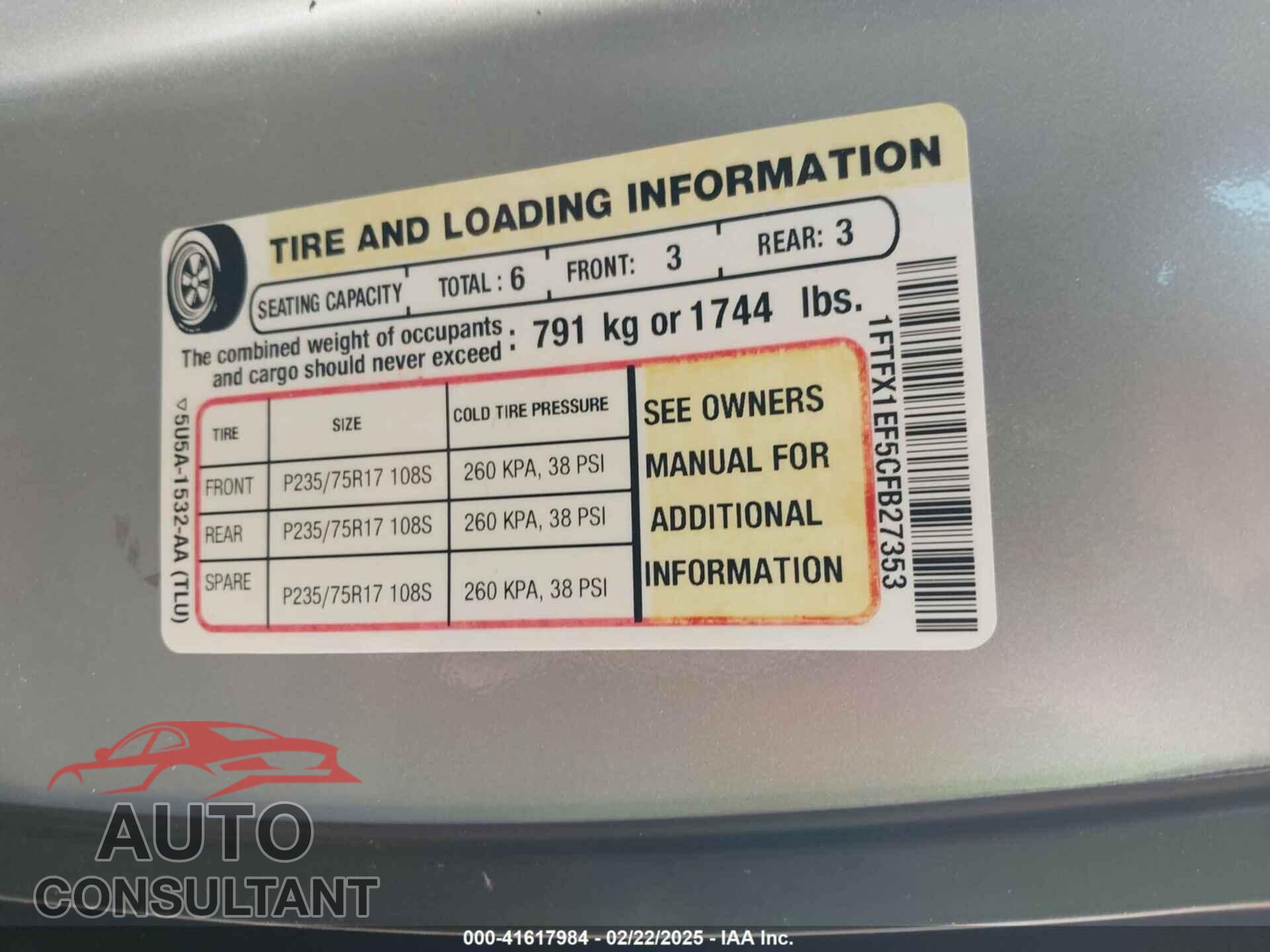 FORD F-150 2012 - 1FTFX1EF5CFB27353
