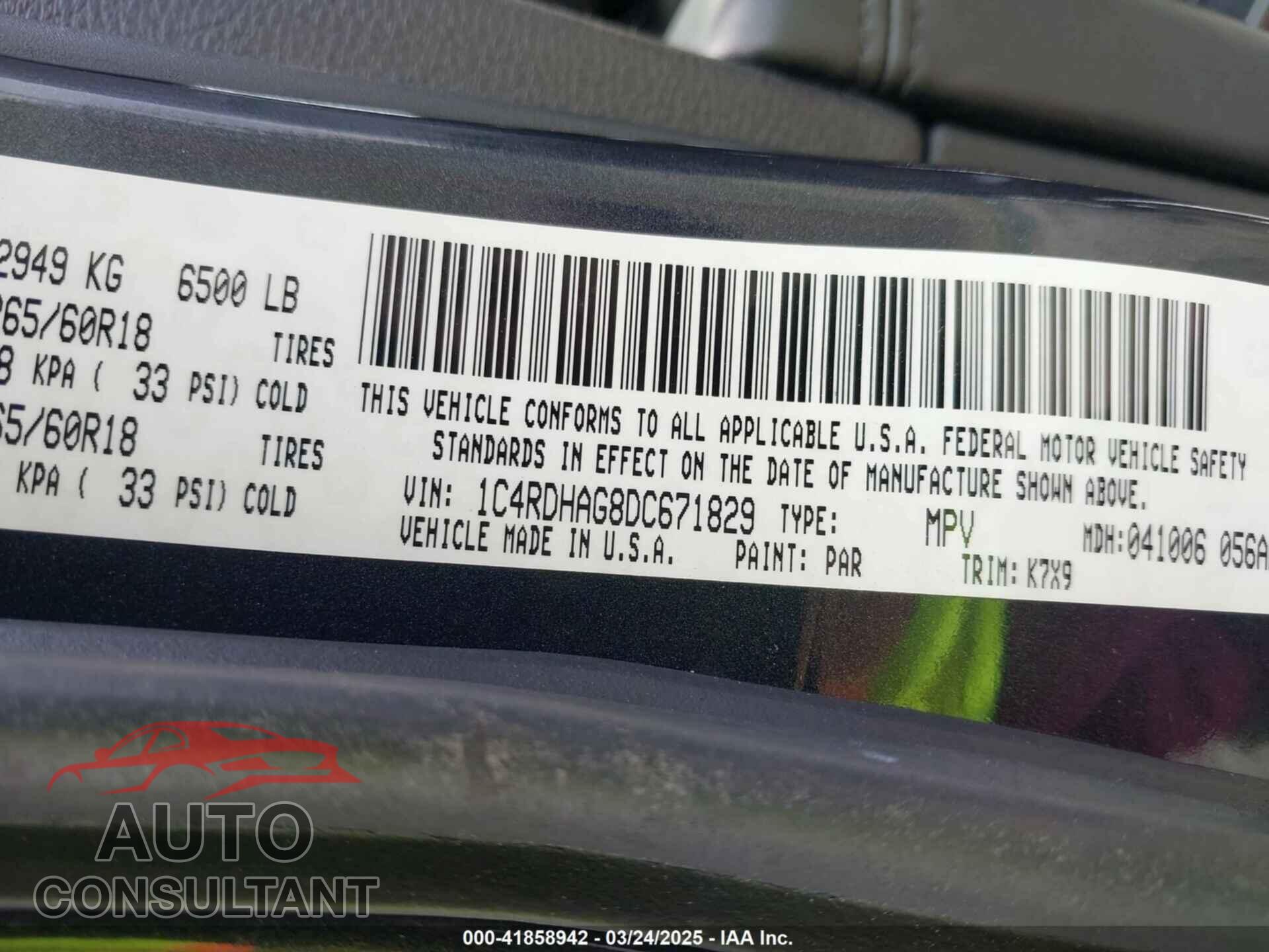 DODGE DURANGO 2013 - 1C4RDHAG8DC671829