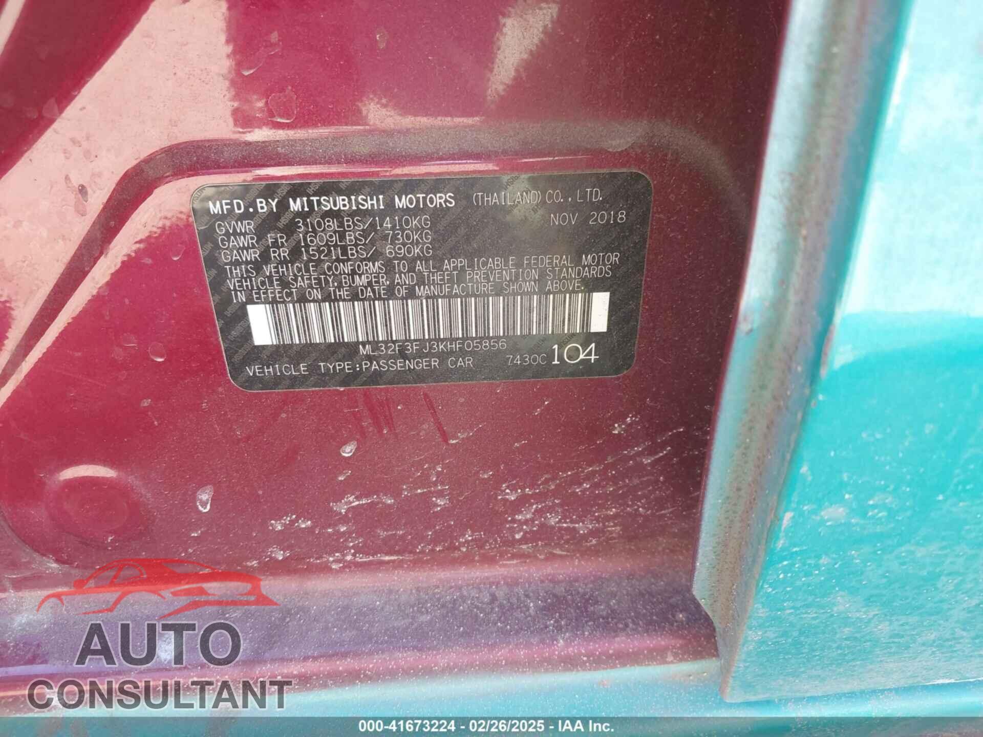 MITSUBISHI MIRAGE G4 2019 - ML32F3FJ3KHF05856