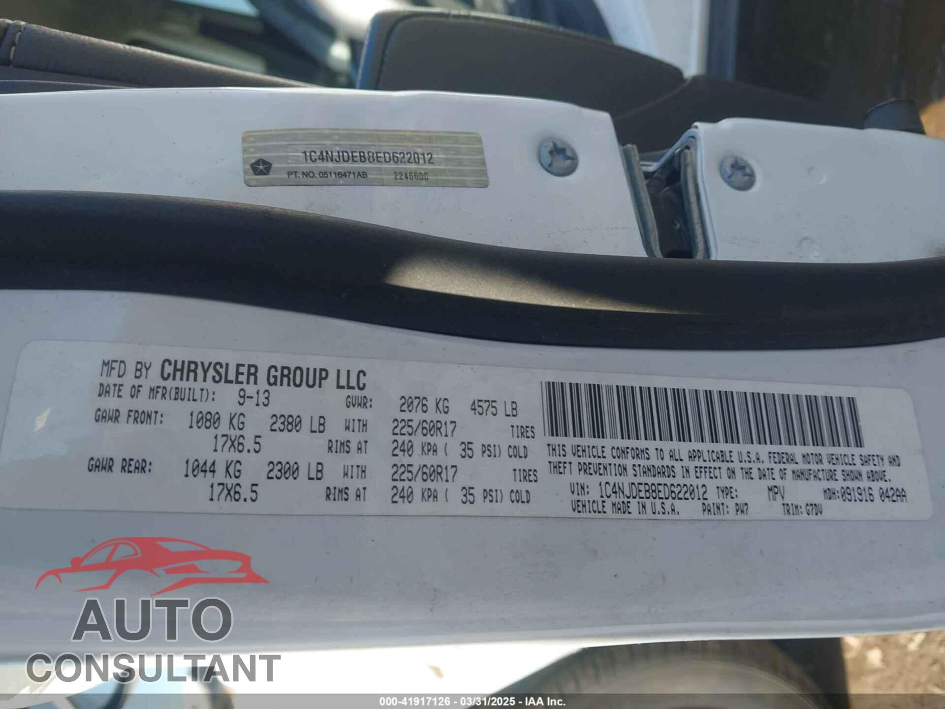JEEP COMPASS 2014 - 1C4NJDEB8ED622012