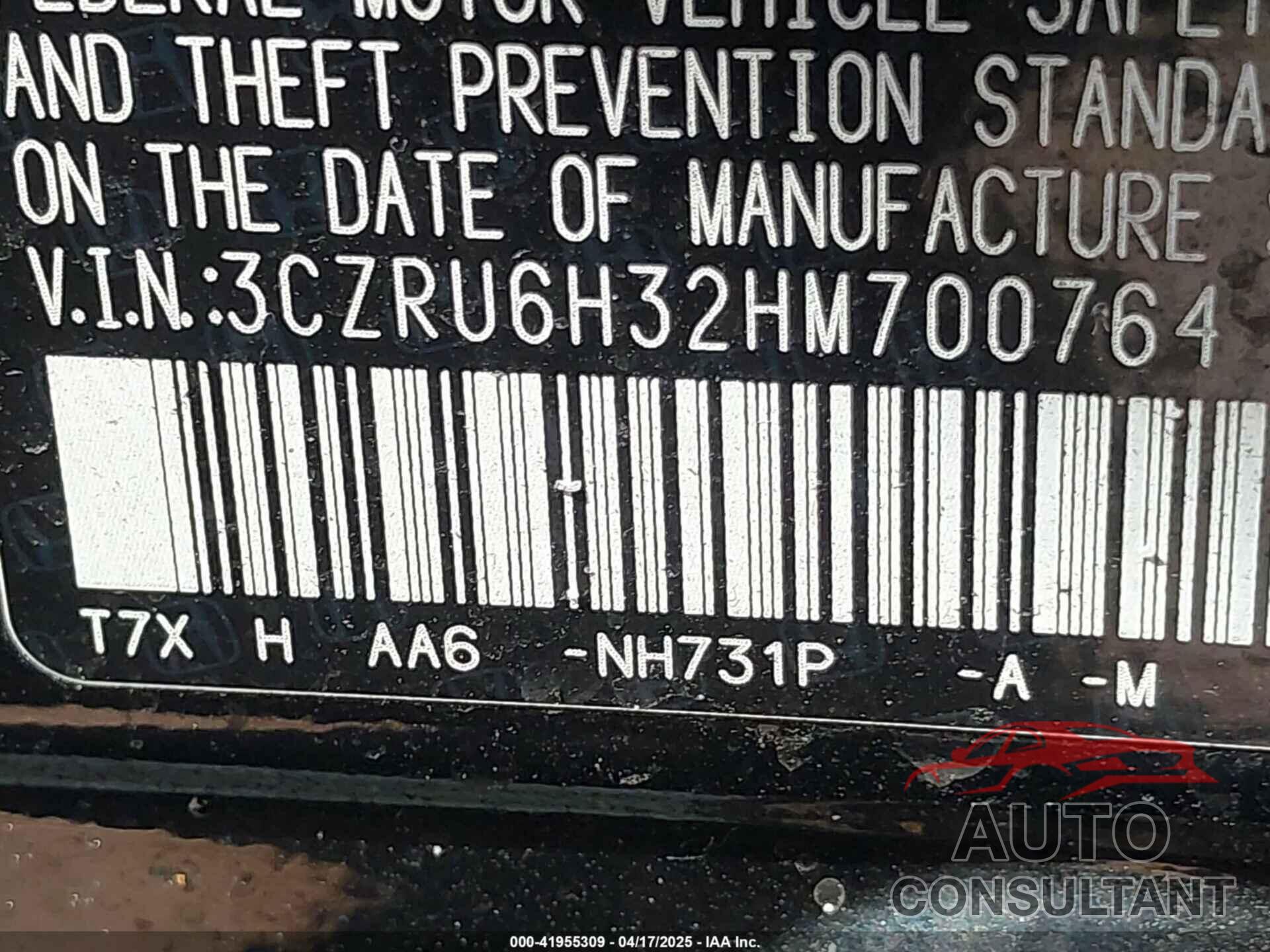 HONDA HR-V 2017 - 3CZRU6H32HM700764