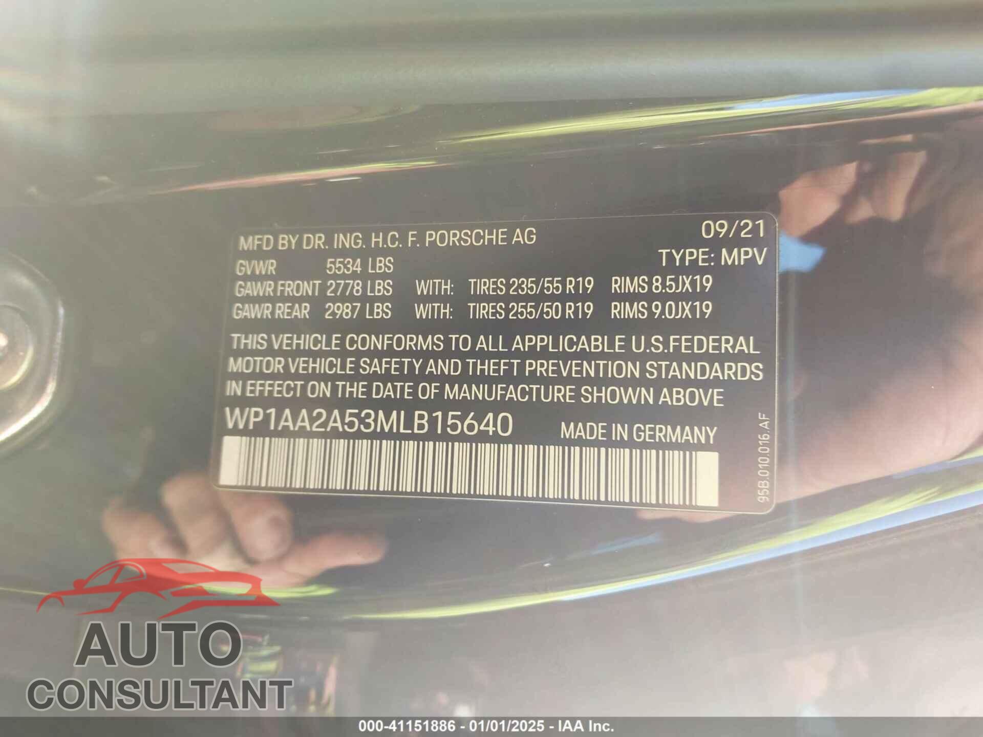 PORSCHE MACAN 2021 - WP1AA2A53MLB15640