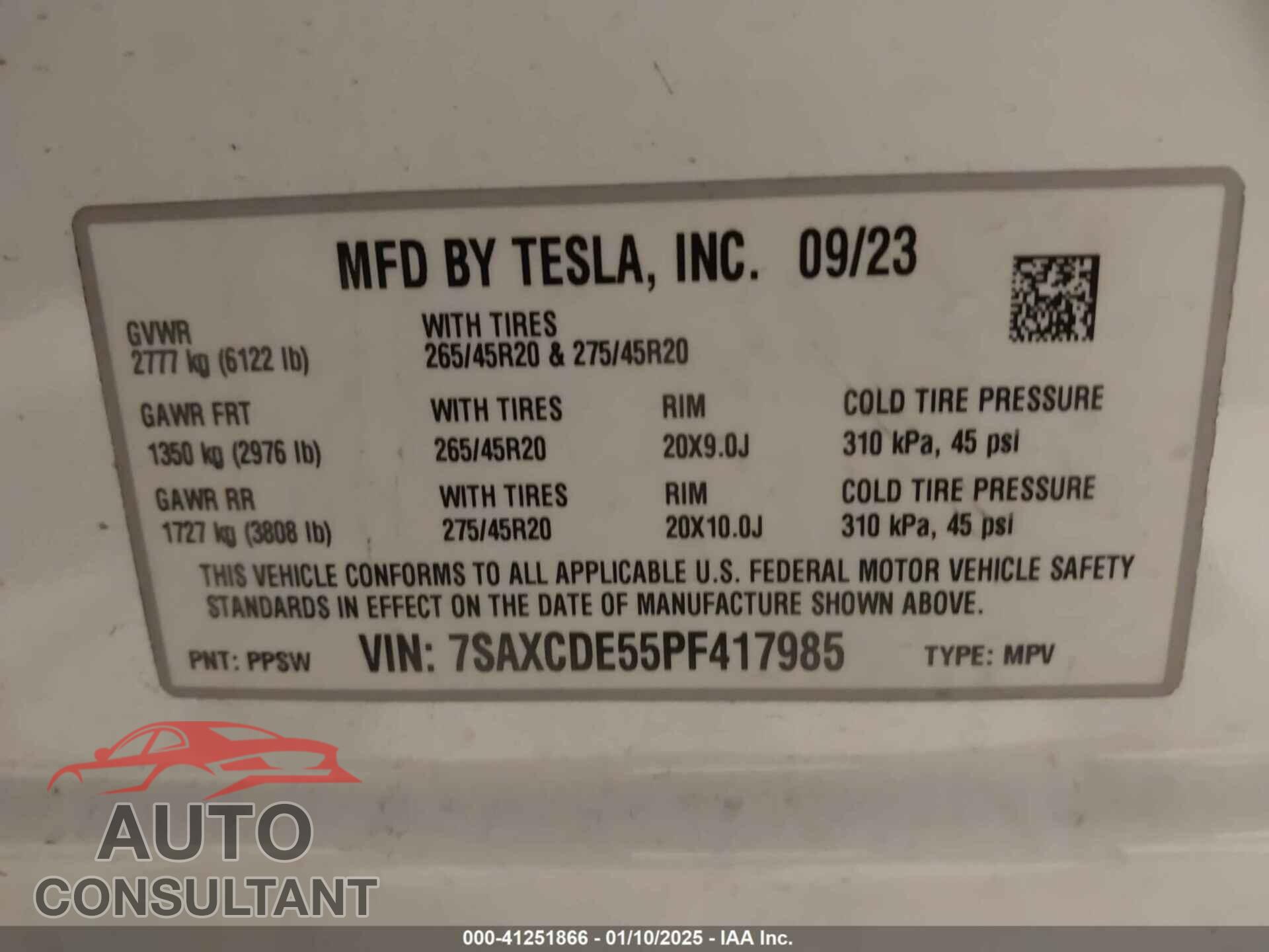 TESLA MODEL X 2023 - 7SAXCDE55PF417985