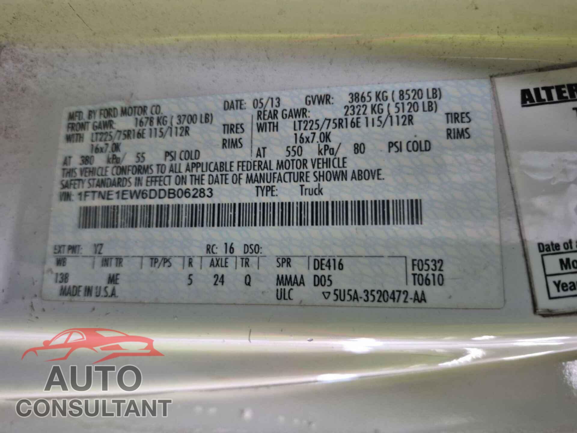 FORD E-150 2013 - 1FTNE1EW6DDB06283