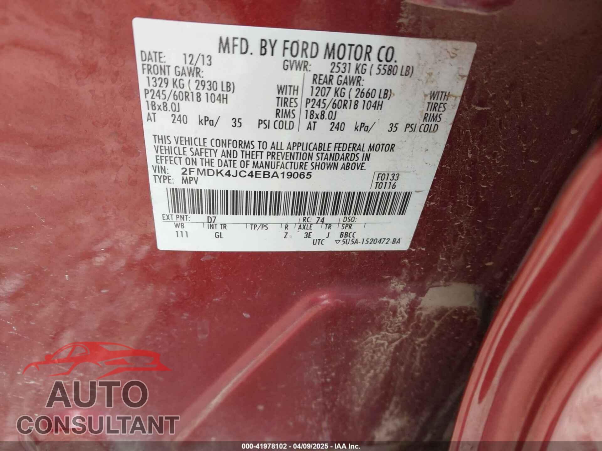 FORD EDGE 2014 - 2FMDK4JC4EBA19065