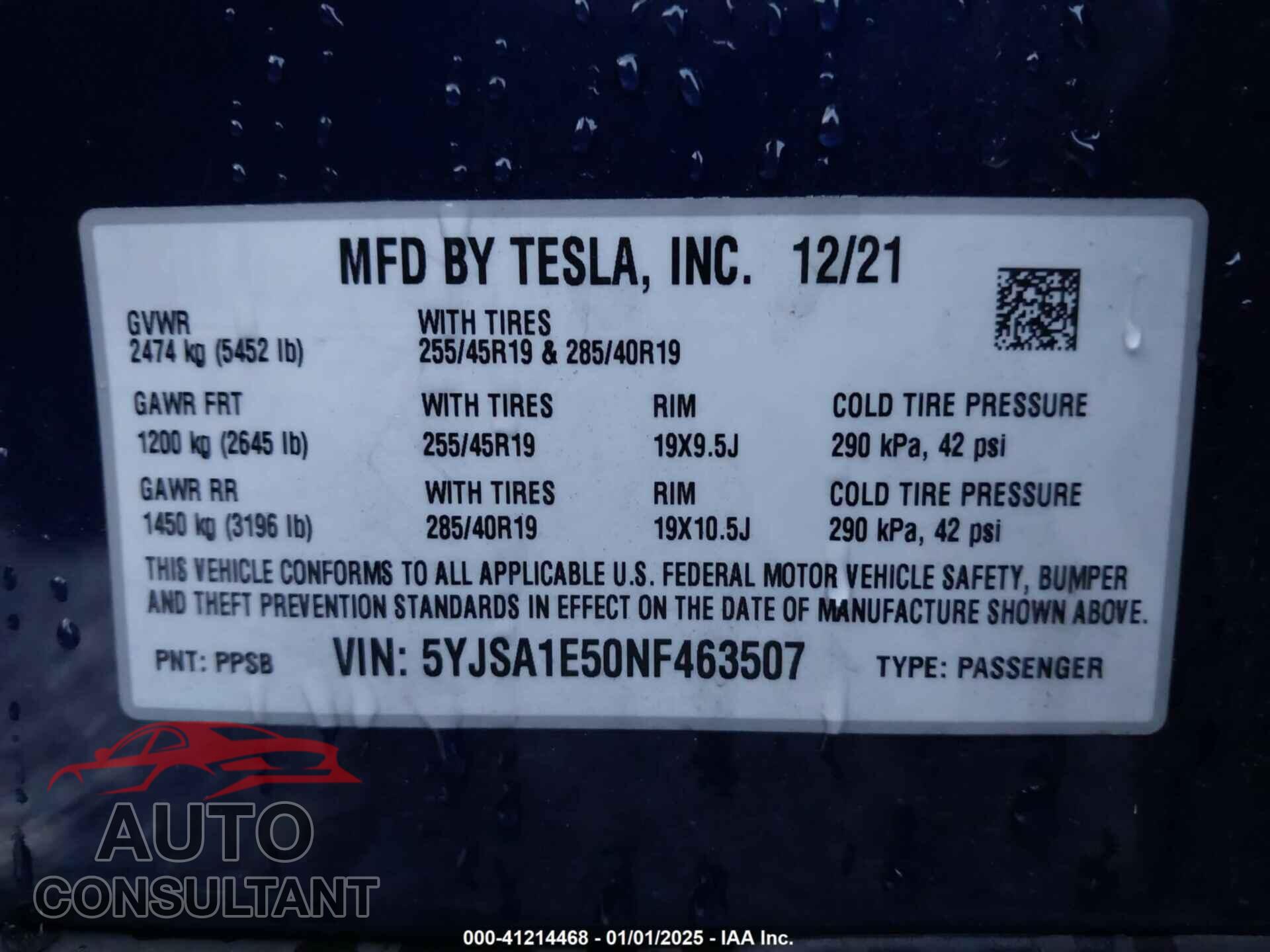 TESLA MODEL S 2022 - 5YJSA1E50NF463507