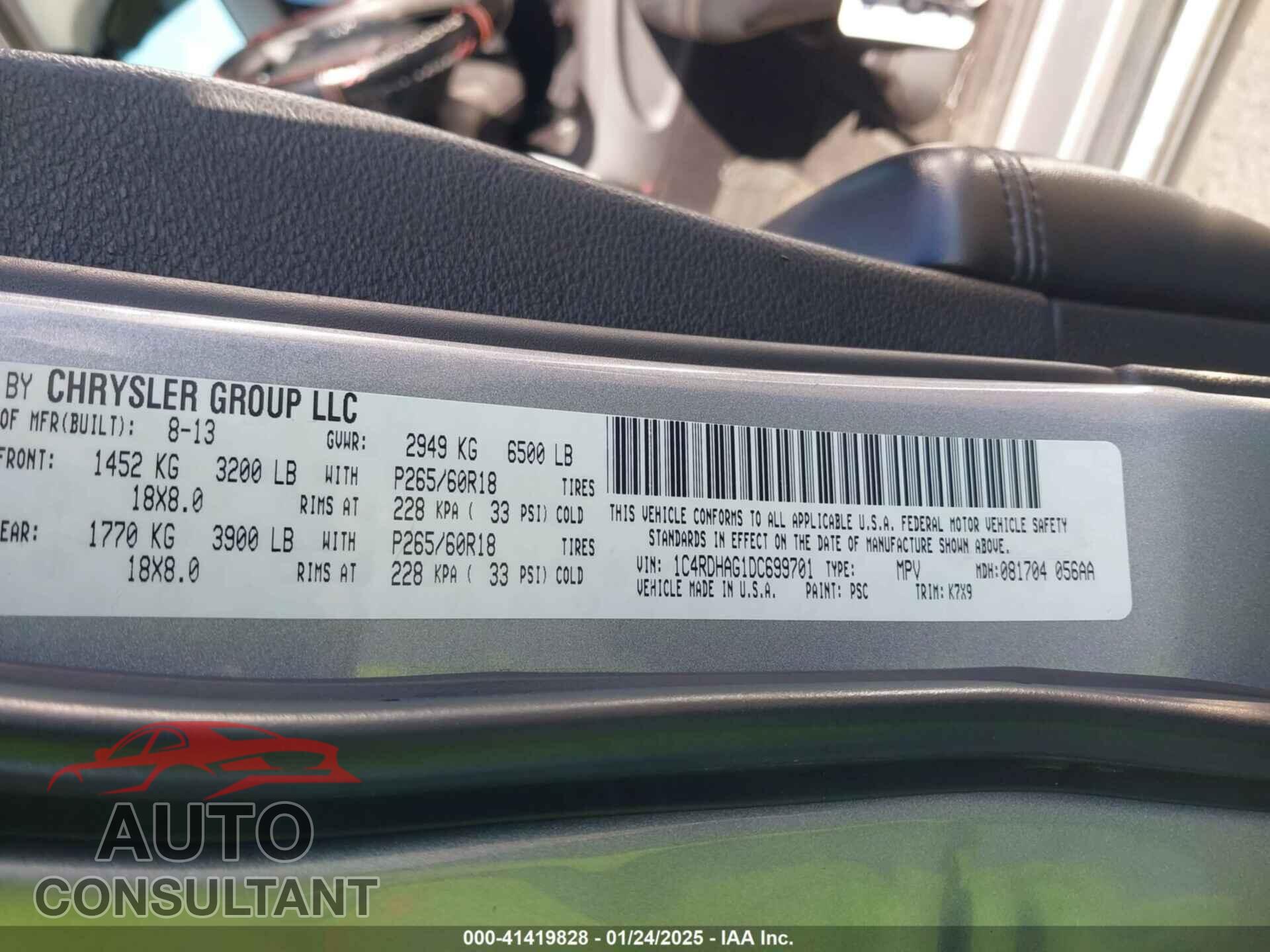 DODGE DURANGO 2013 - 1C4RDHAG1DC699701