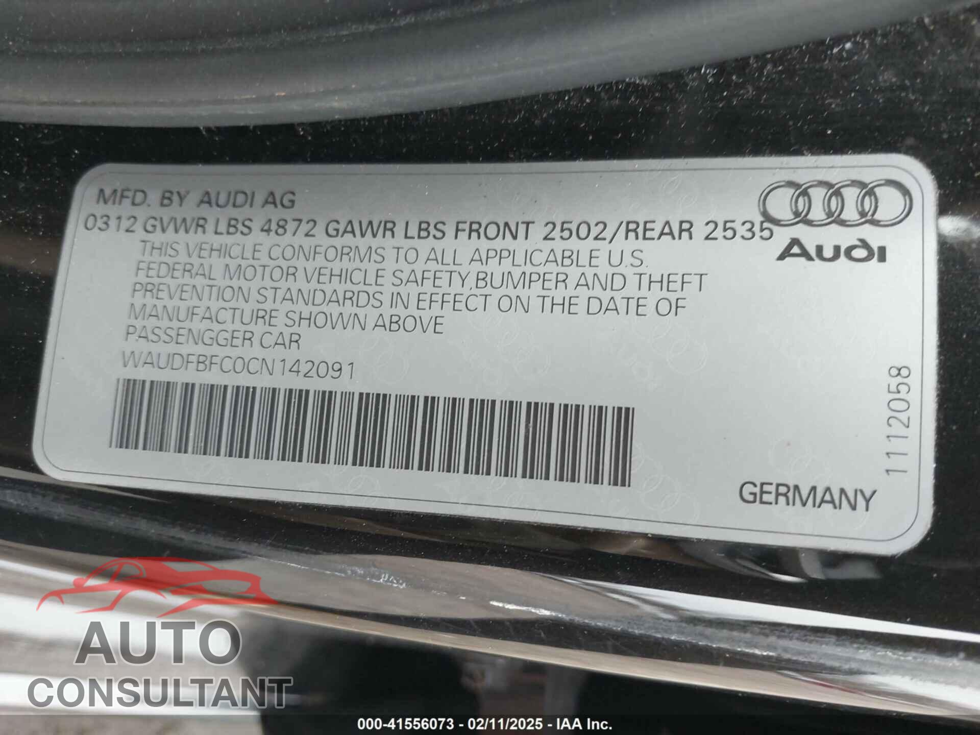 AUDI A6 2012 - WAUDFBFC0CN142091
