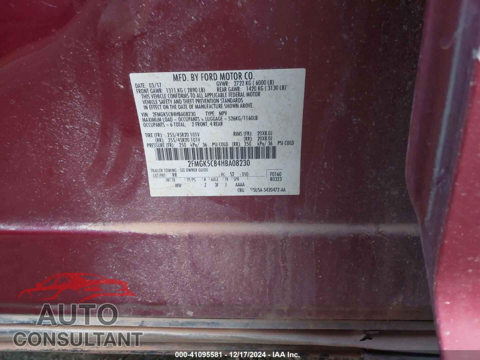 FORD FLEX 2017 - 2FMGK5C84HBA08230