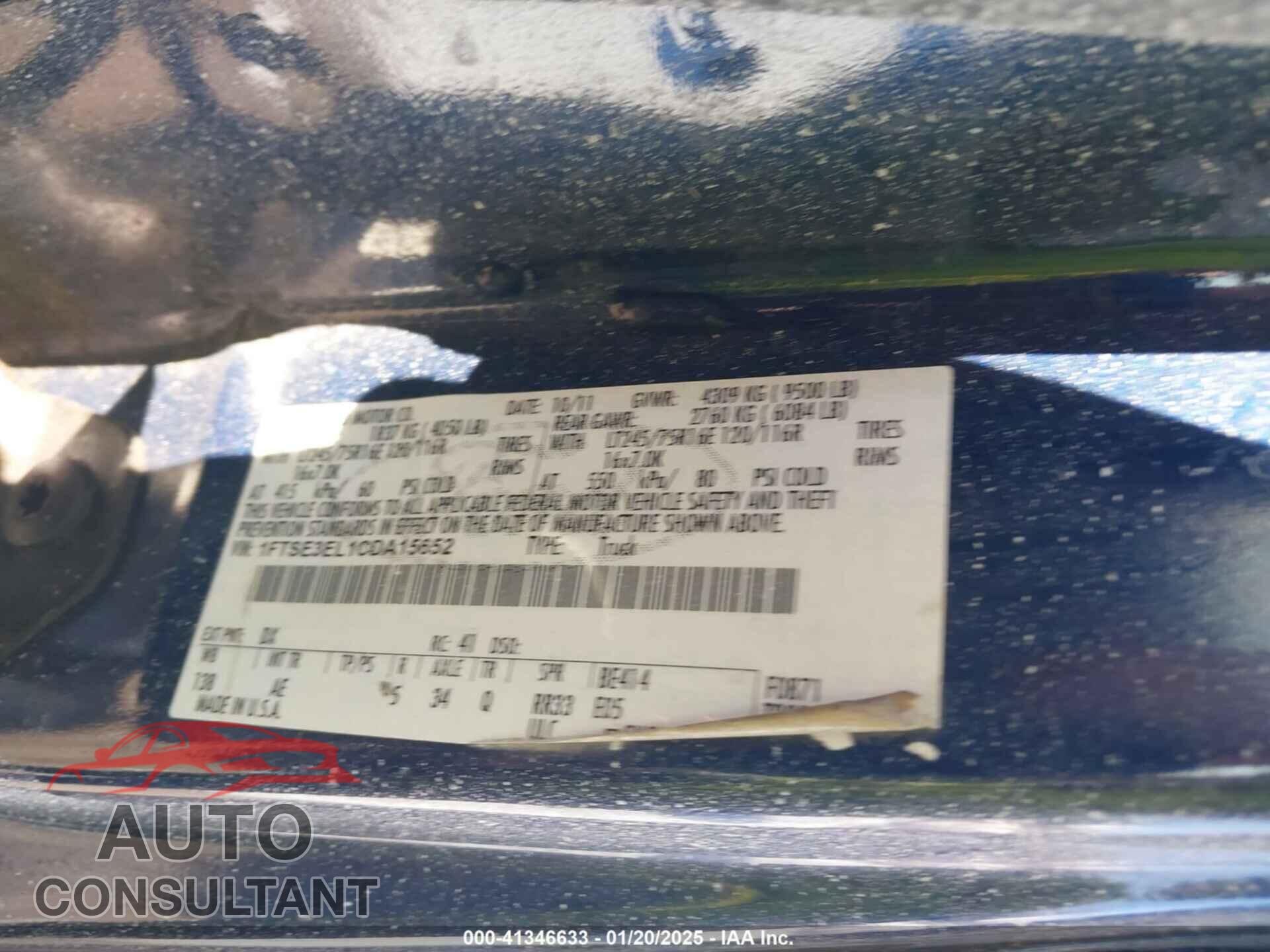 FORD E-350 SUPER DUTY 2012 - 1FTSE3EL1CDA15652