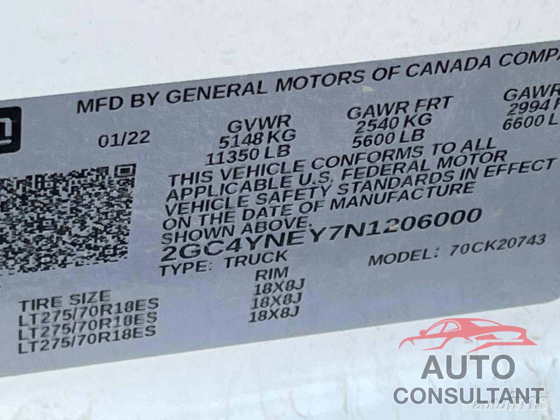 CHEVROLET SILVERADO 2022 - 2GC4YNEY7N1206000