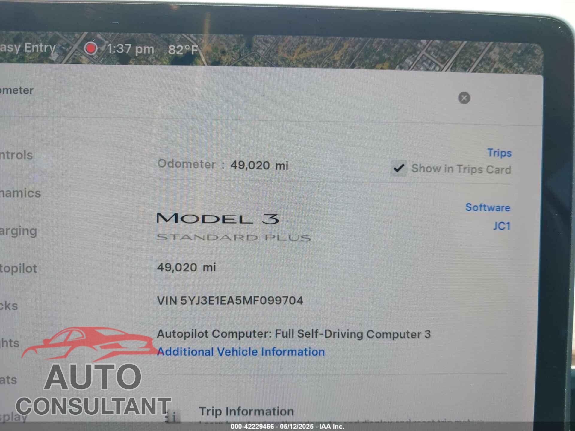 TESLA MODEL 3 2021 - 5YJ3E1EA5MF099704