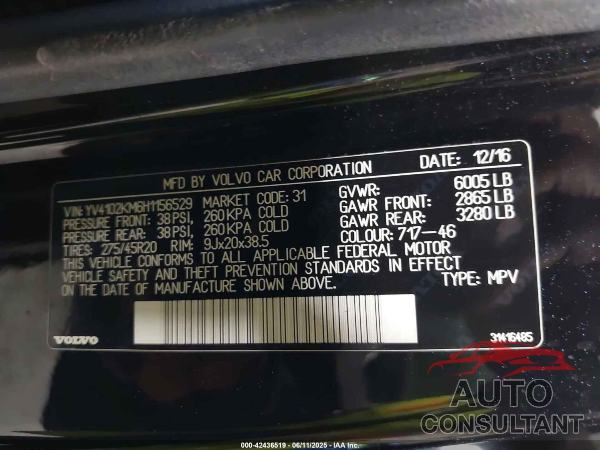 VOLVO XC90 2017 - YV4102KM6H1156529