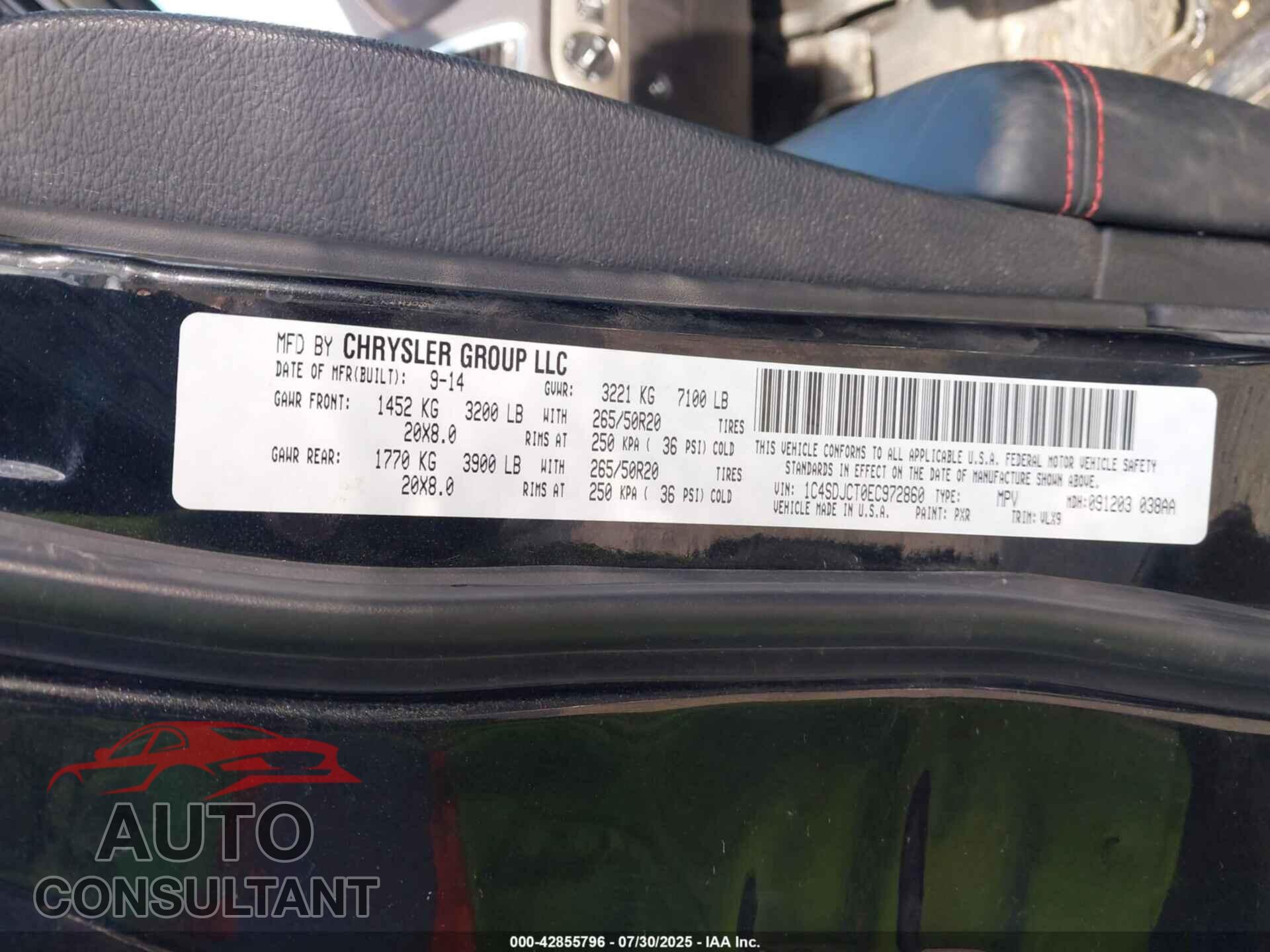 DODGE DURANGO 2014 - 1C4SDJCT0EC972860