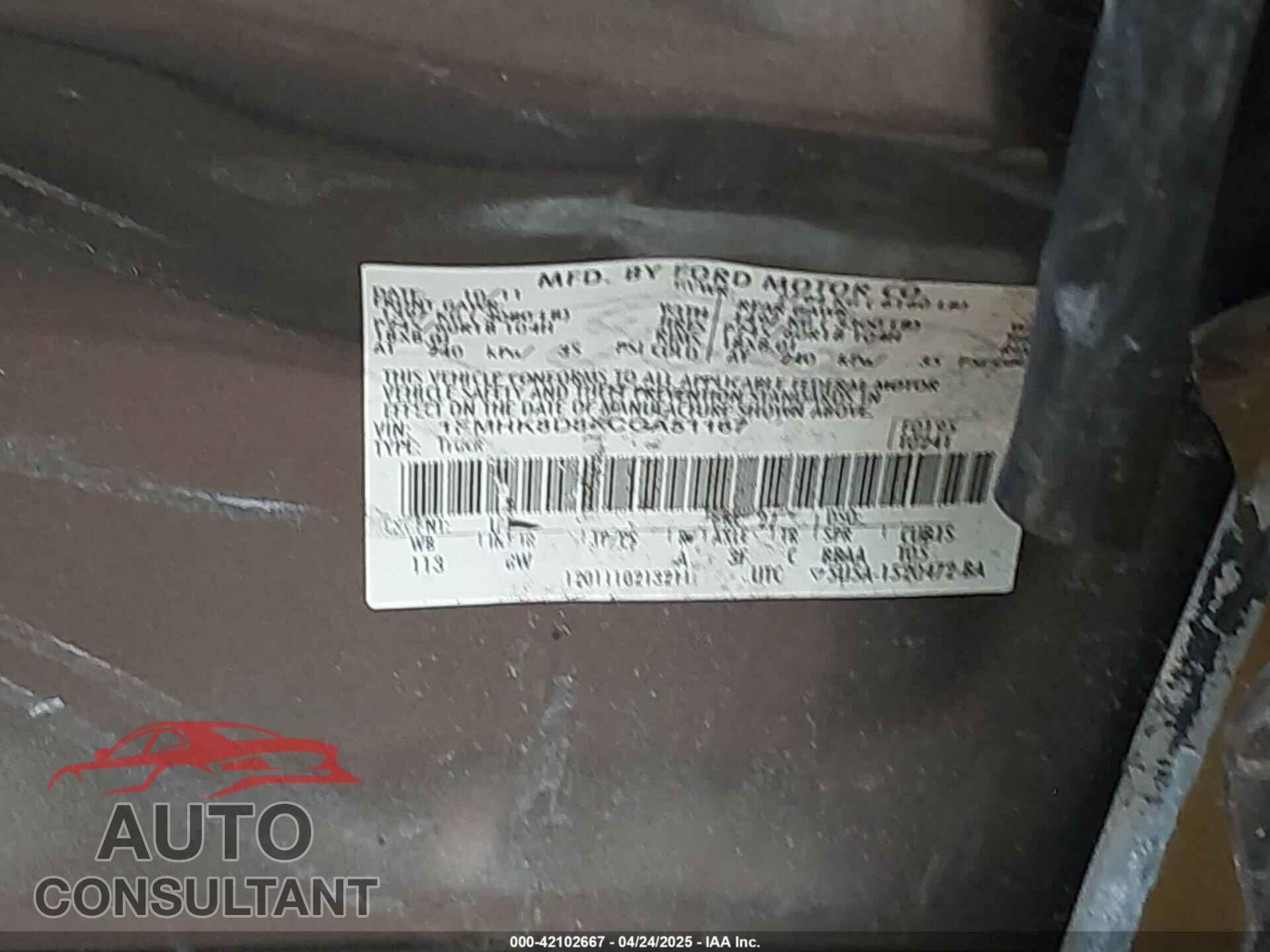 FORD EXPLORER 2012 - 1FMHK8D8XCGA51167