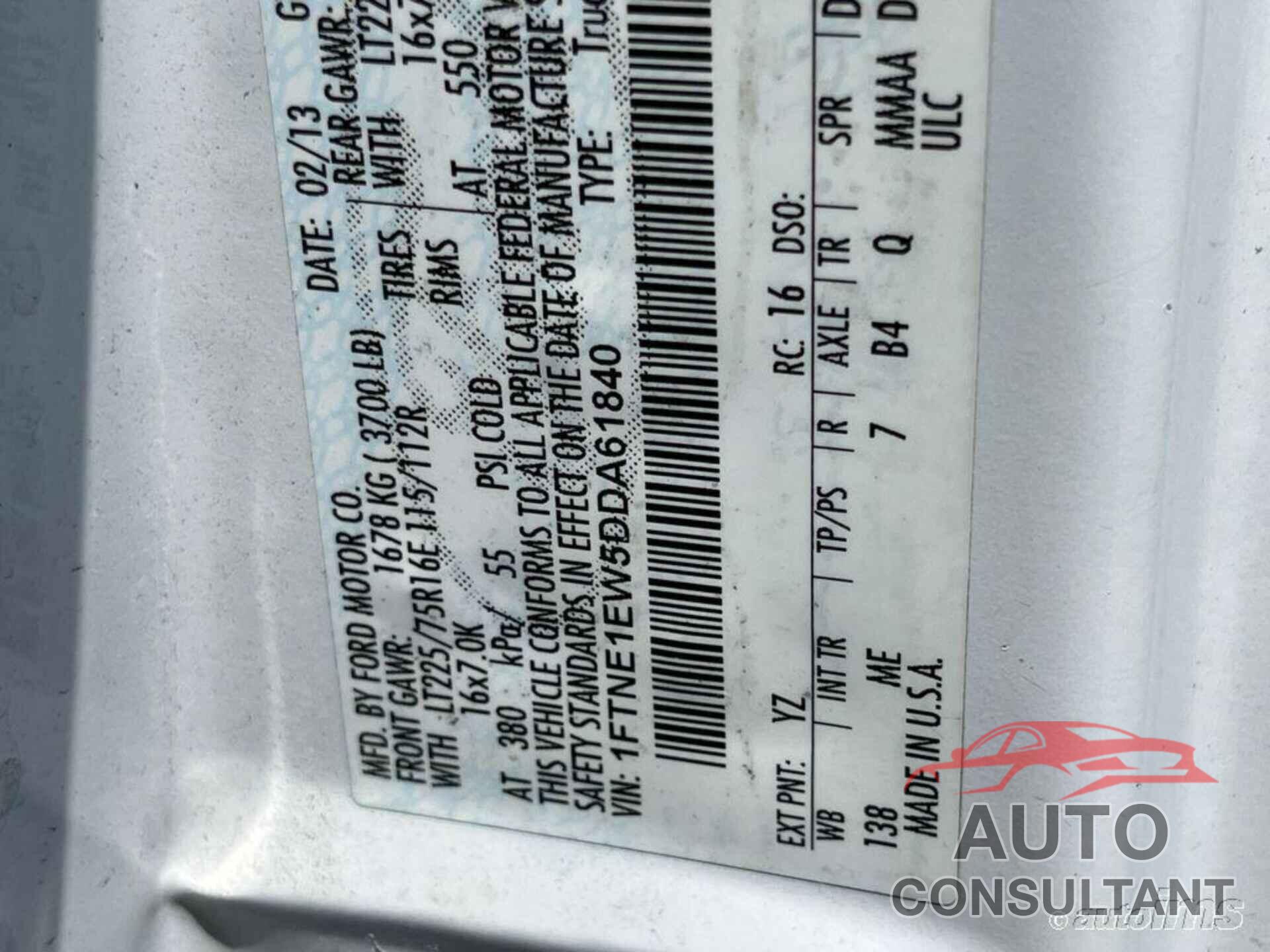 FORD ECONOLINE 2013 - 1FTNE1EW5DDA61840