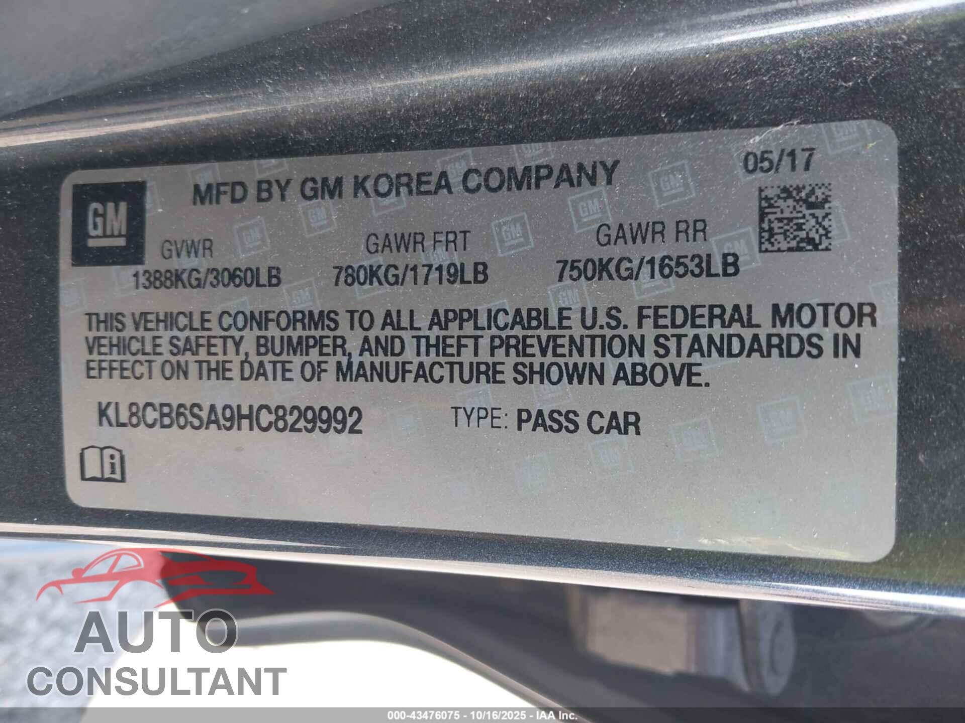 CHEVROLET SPARK 2017 - KL8CB6SA9HCA29992