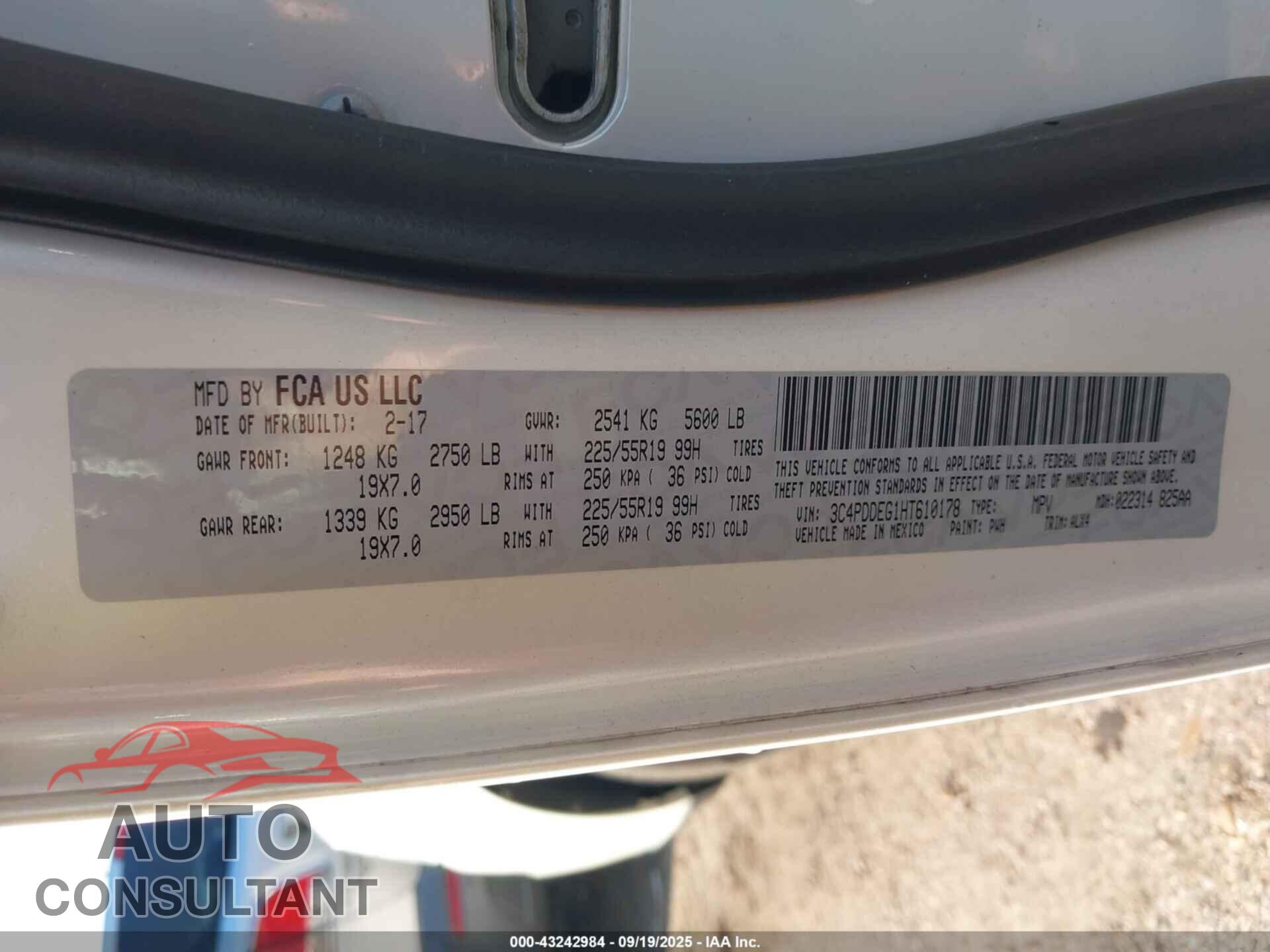 DODGE JOURNEY 2017 - 3C4PDDEG1HT610178