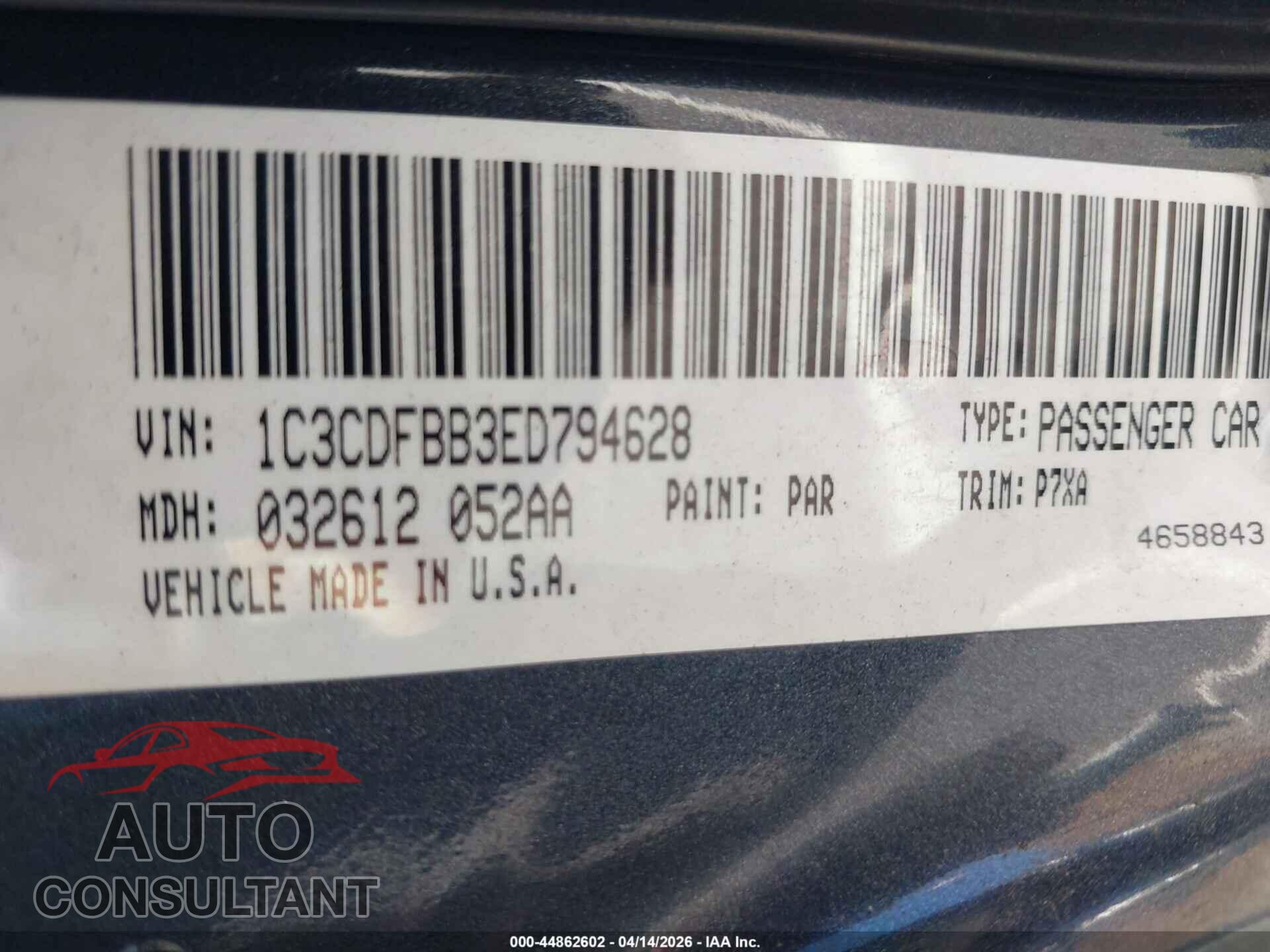 DODGE DART 2014 - 1C3CDFBB3ED794628