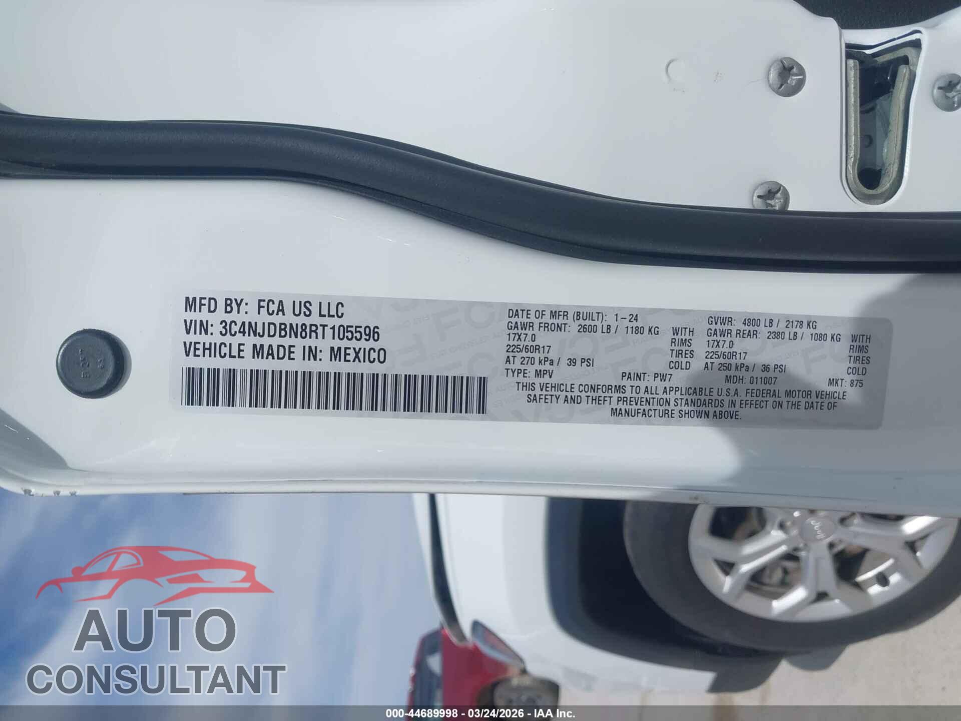 JEEP COMPASS 2024 - 3C4NJDBN8RT105596