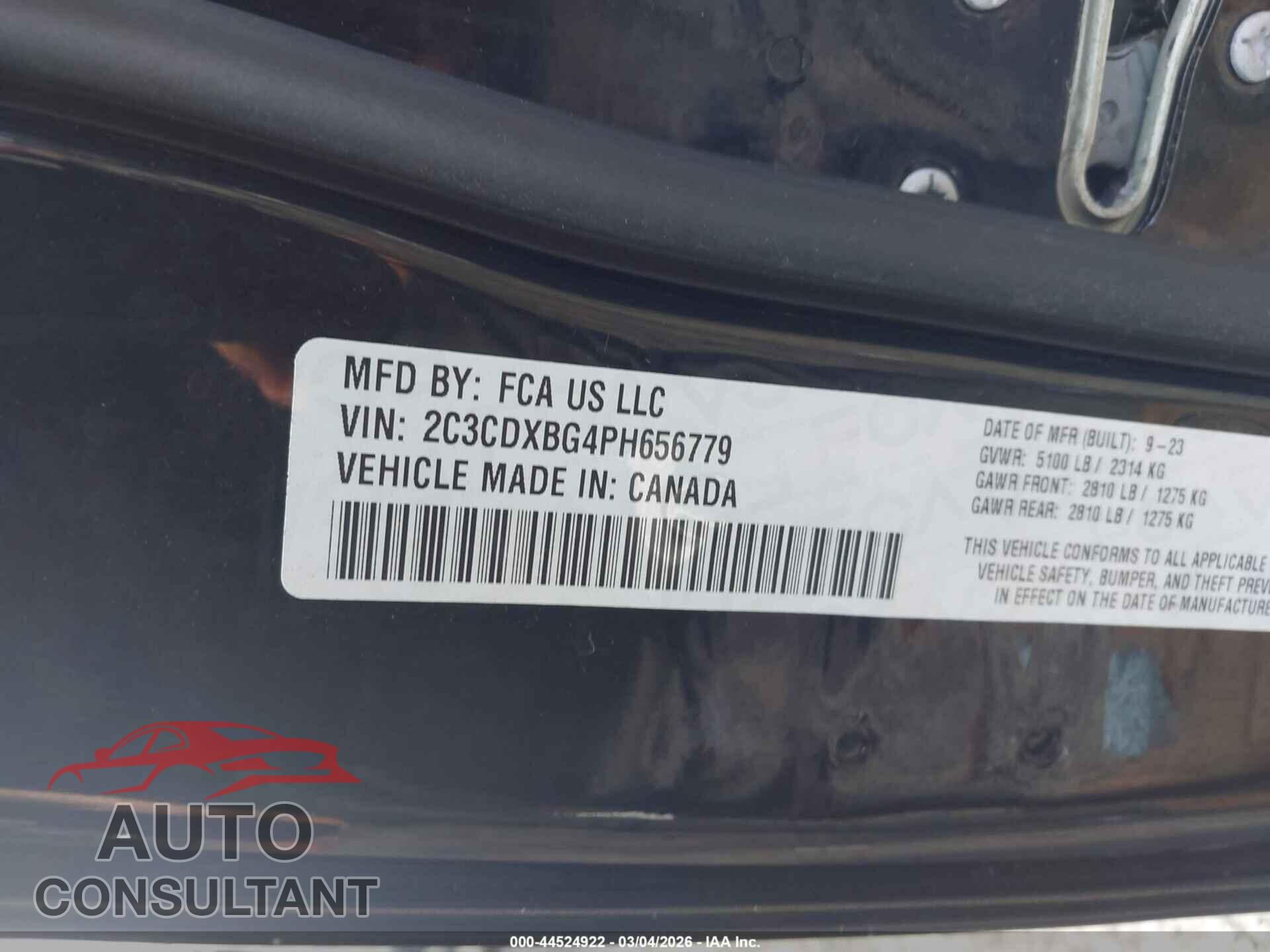 DODGE CHARGER 2023 - 2C3CDXBG4PH656779