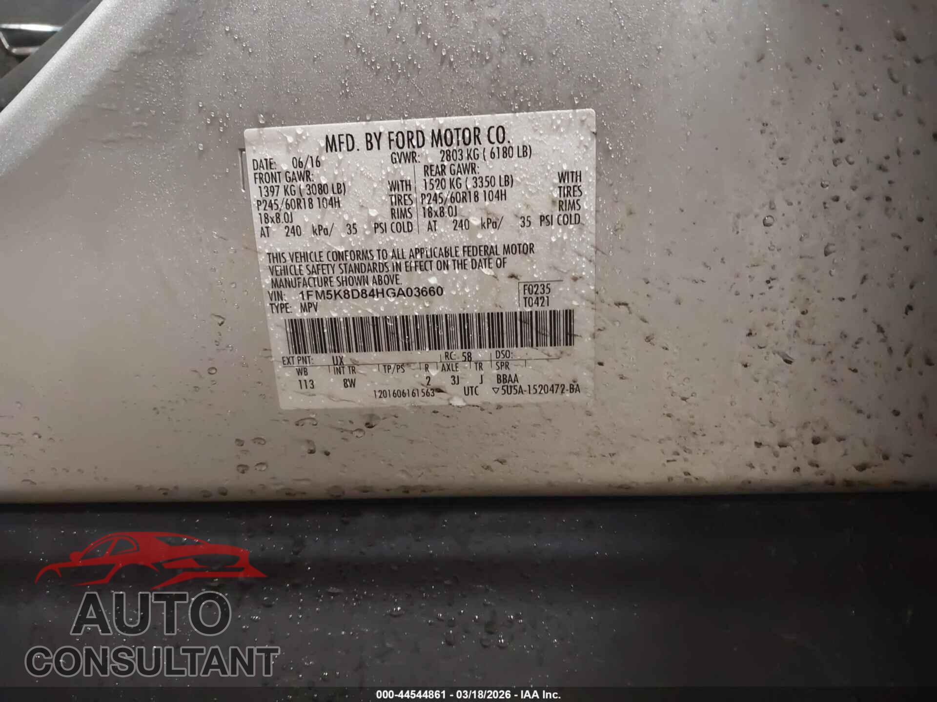 FORD EXPLORER 2017 - 1FM5K8D84HGA03660