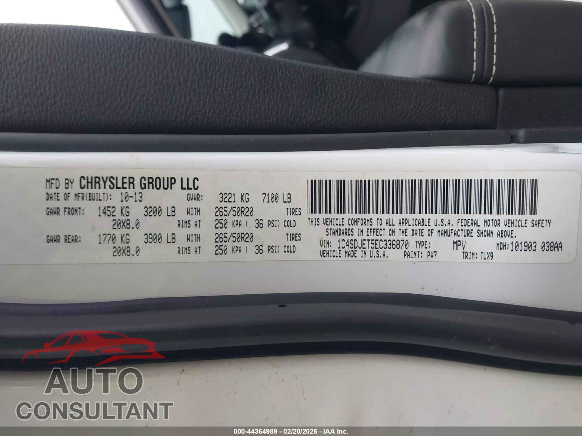 DODGE DURANGO 2014 - 1C4SDJET5EC336870