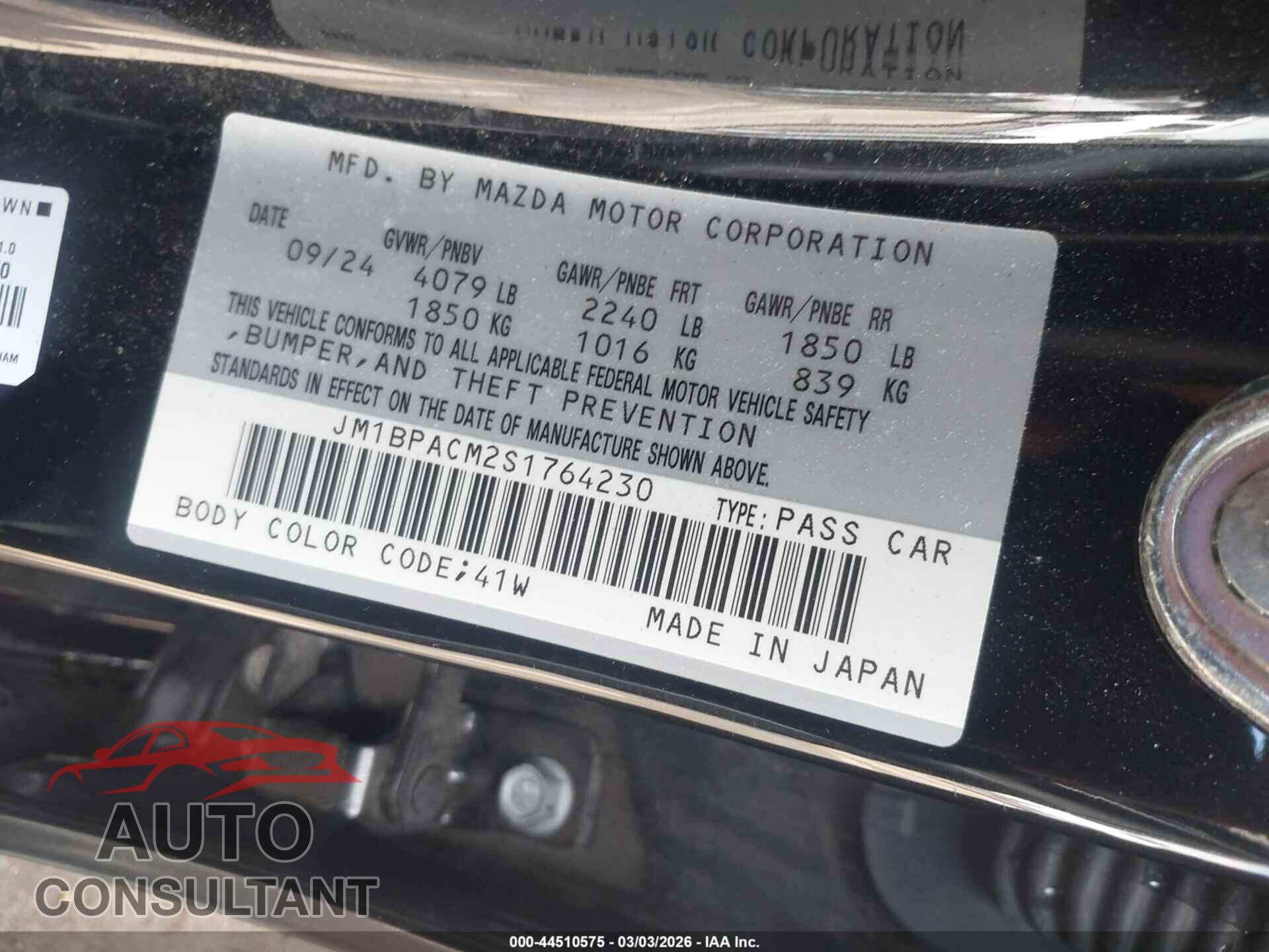 MAZDA MAZDA3 2025 - JM1BPACM2S1764230