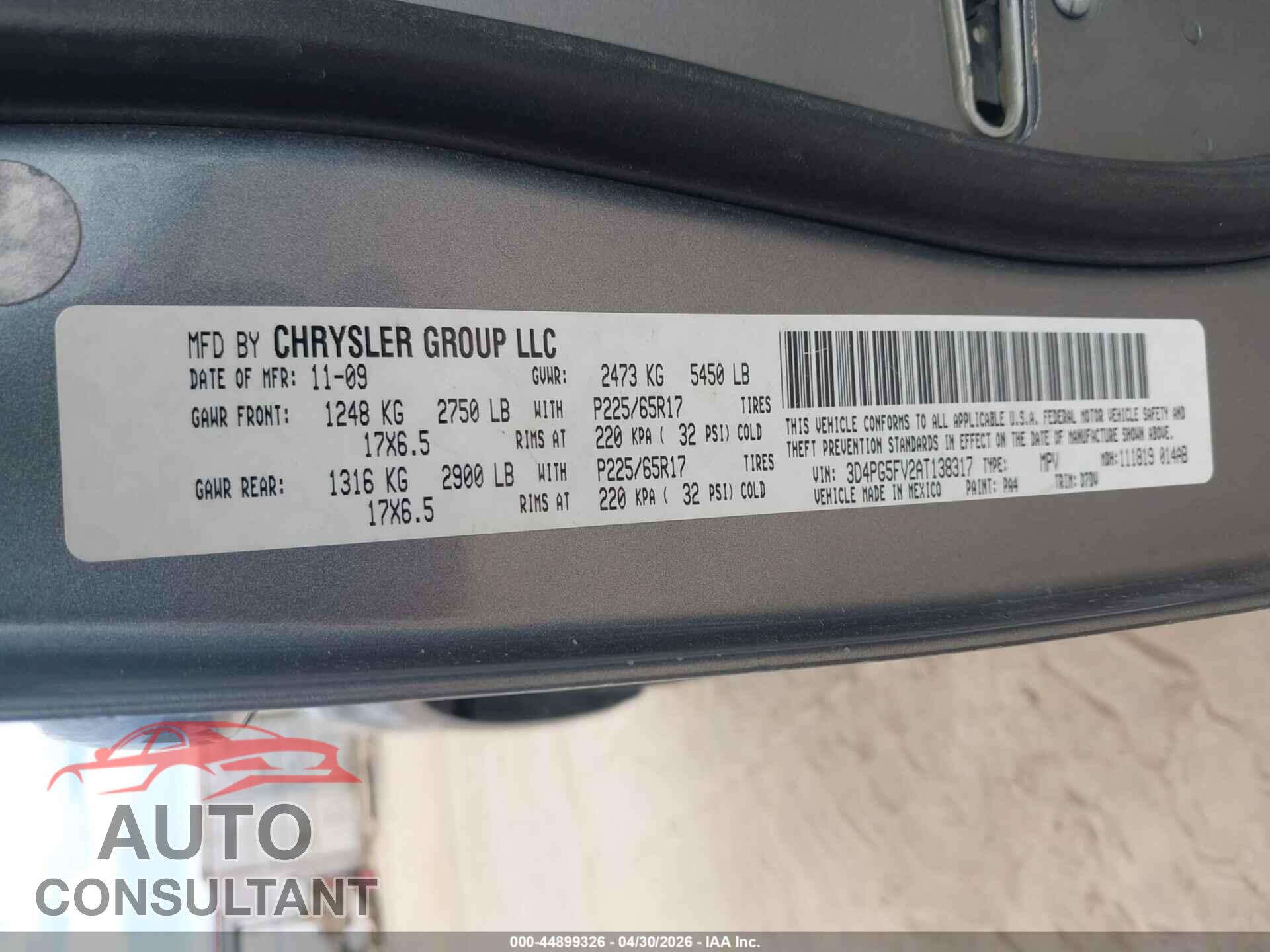 DODGE JOURNEY 2010 - 3D4PG5FV2AT138317